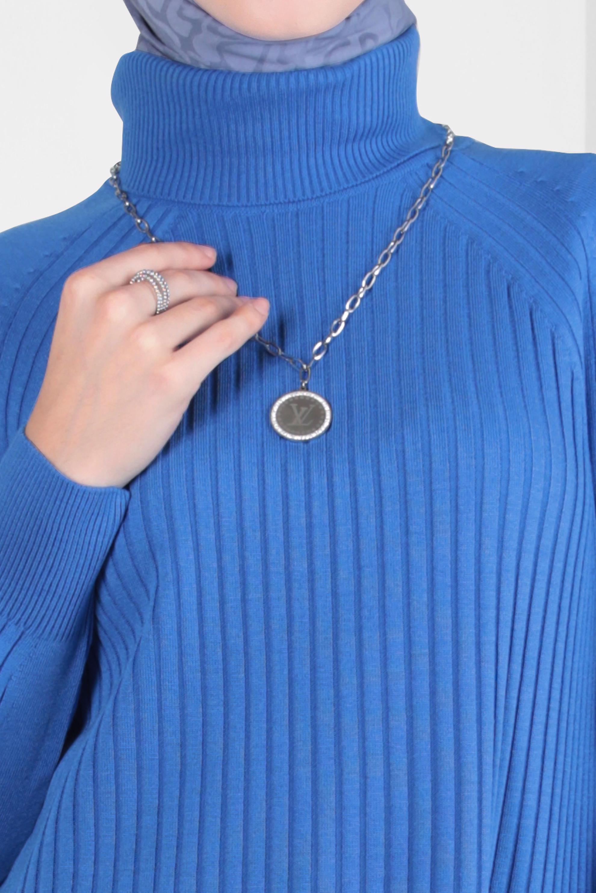 Tesettür giyim MAVİ TRİKO TUNİK 44016