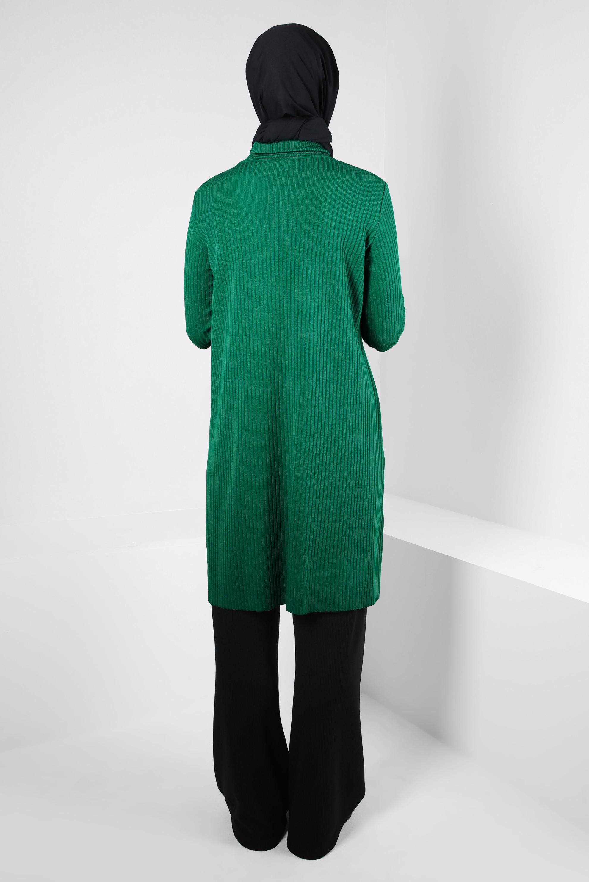 Tesettür giyim YEŞİL BOĞAZLI YAKA TRİKO TUNİK 44017