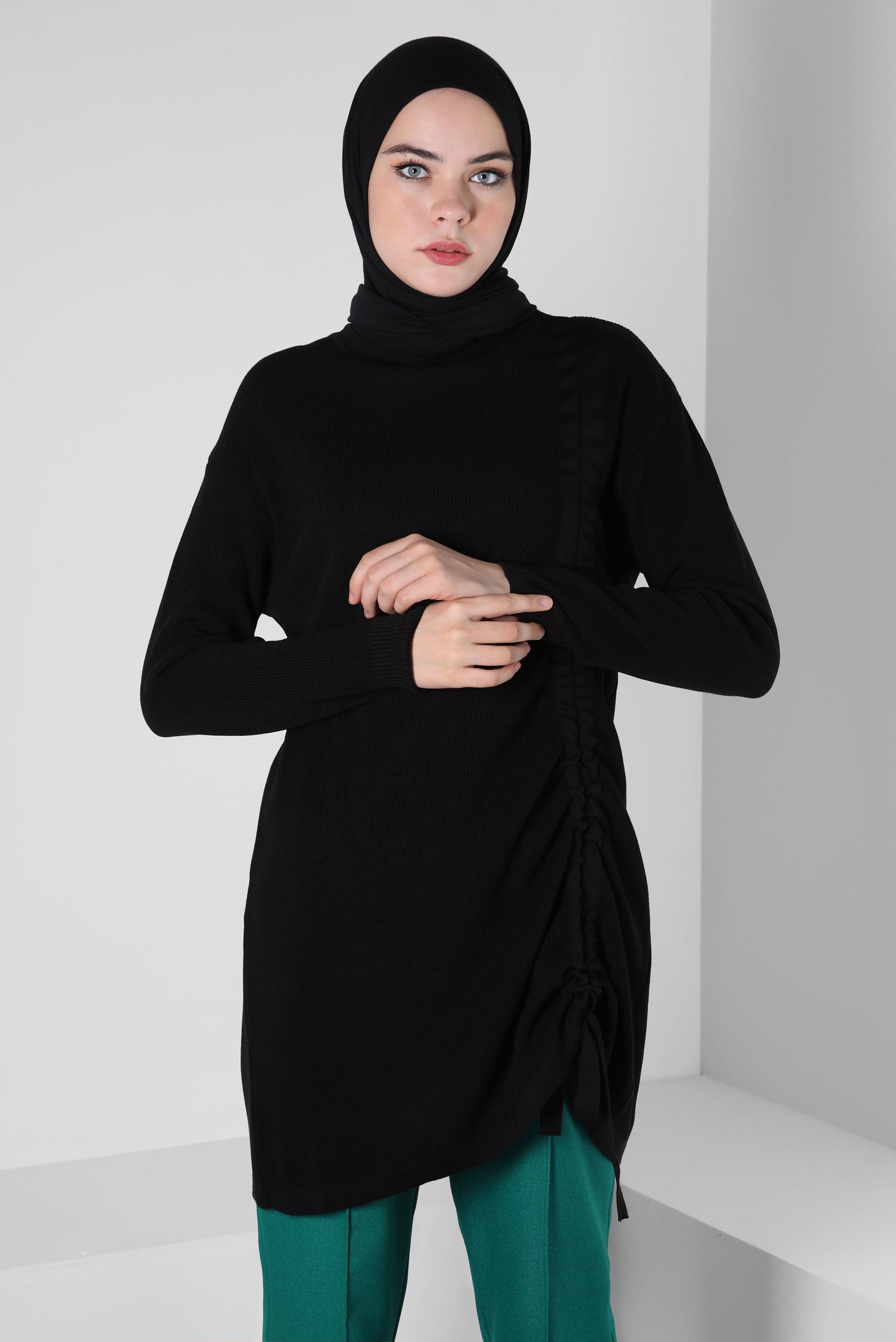Hijab clothing BLACK KNITWEAR TUNIC 44018