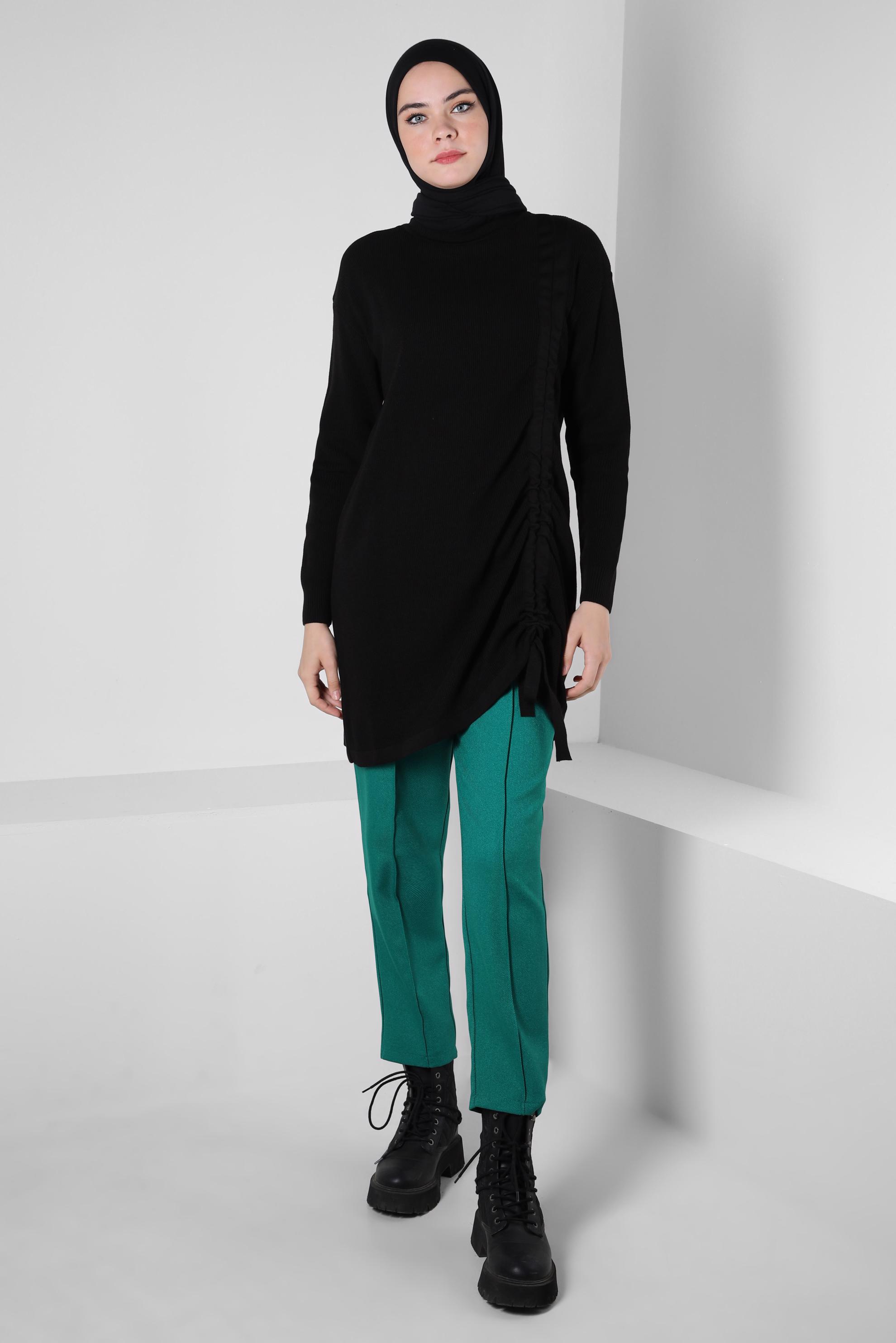 Hijab clothing BLACK KNITWEAR TUNIC 44018