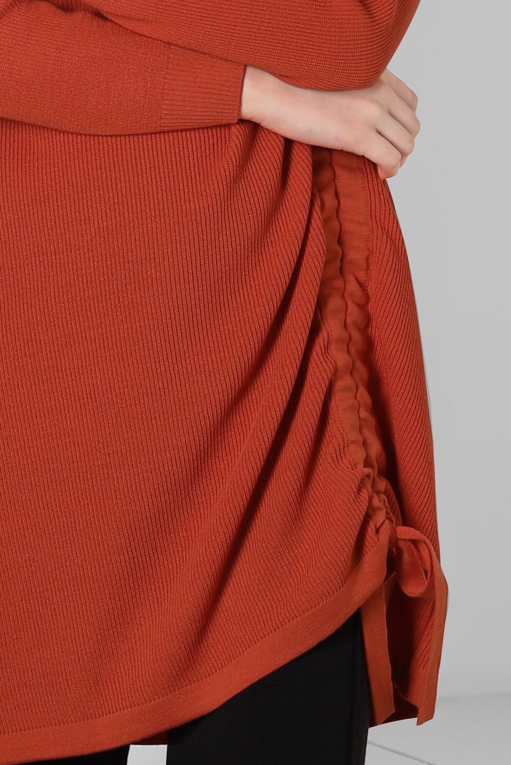 Tesettür giyim TURUNCU YANI BÜZGÜLÜ TRİKO TUNİK 44018