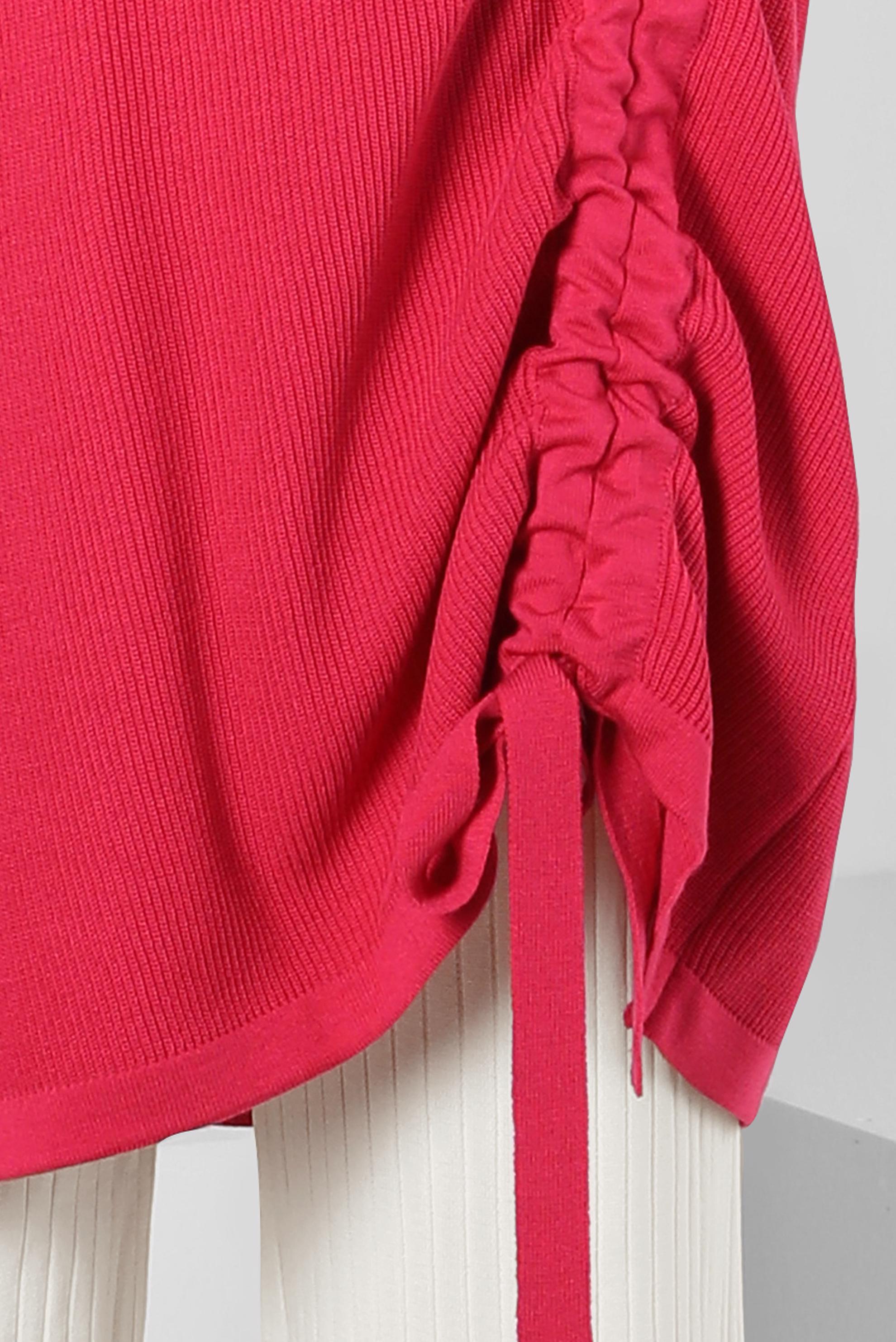 Tesettür giyim FUŞYA YANI BÜZGÜLÜ TRİKO TUNİK 44018