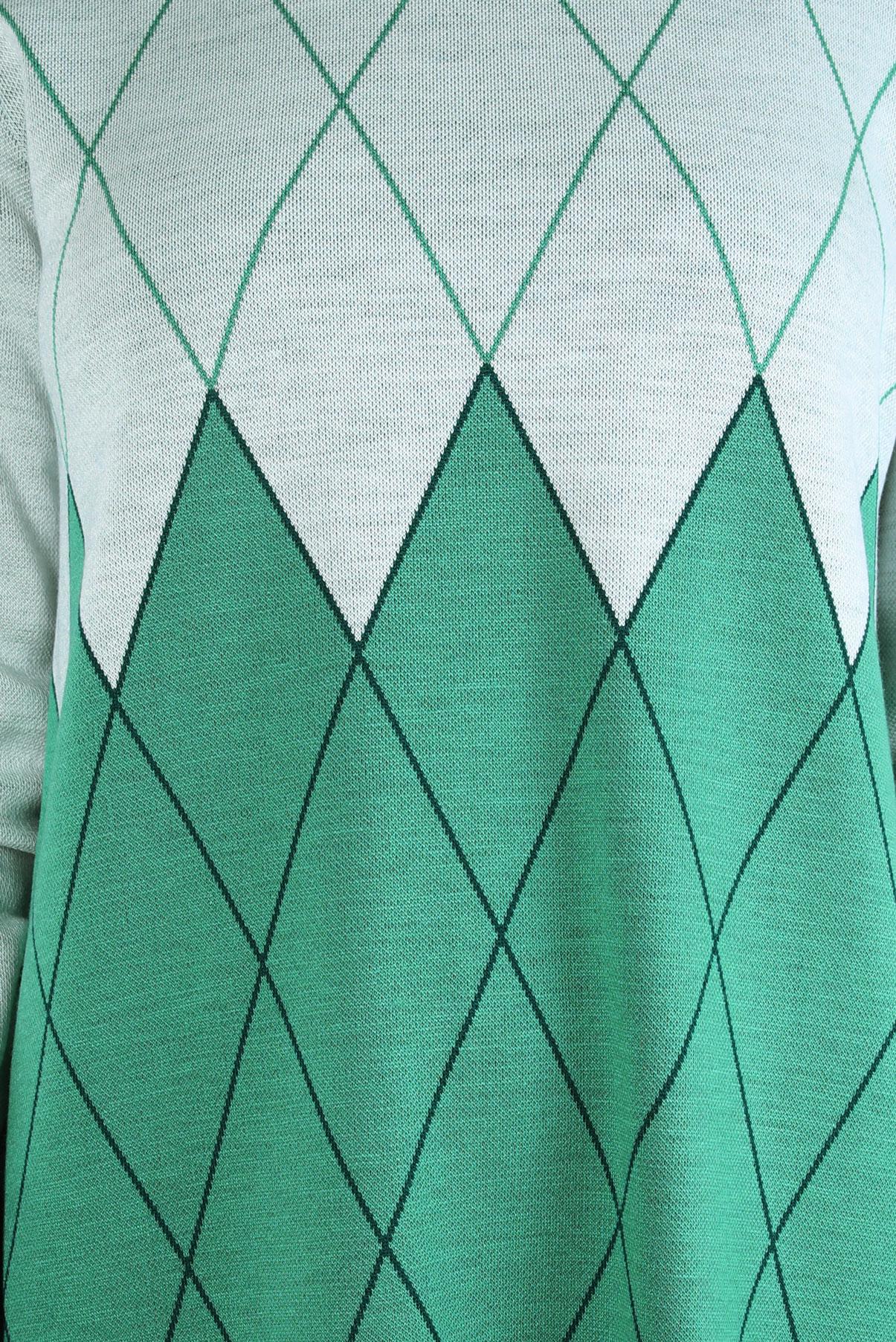 Tesettür giyim YEŞİL BAKLAVA DESENLİ TRİKO TUNİK 44021