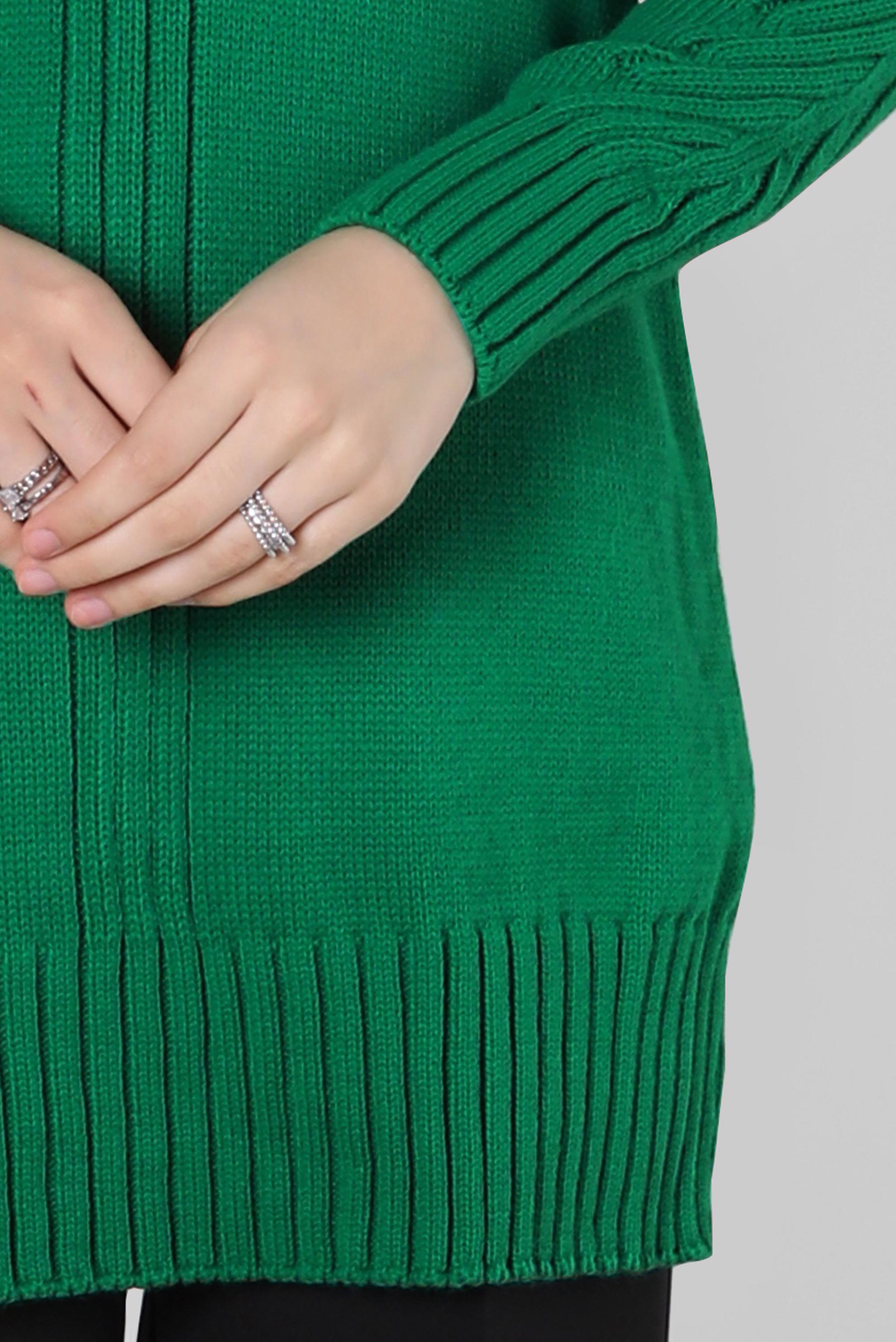 Tesettür giyim YEŞİL BOĞAZLI YAKA TRİKO TUNİK 44026