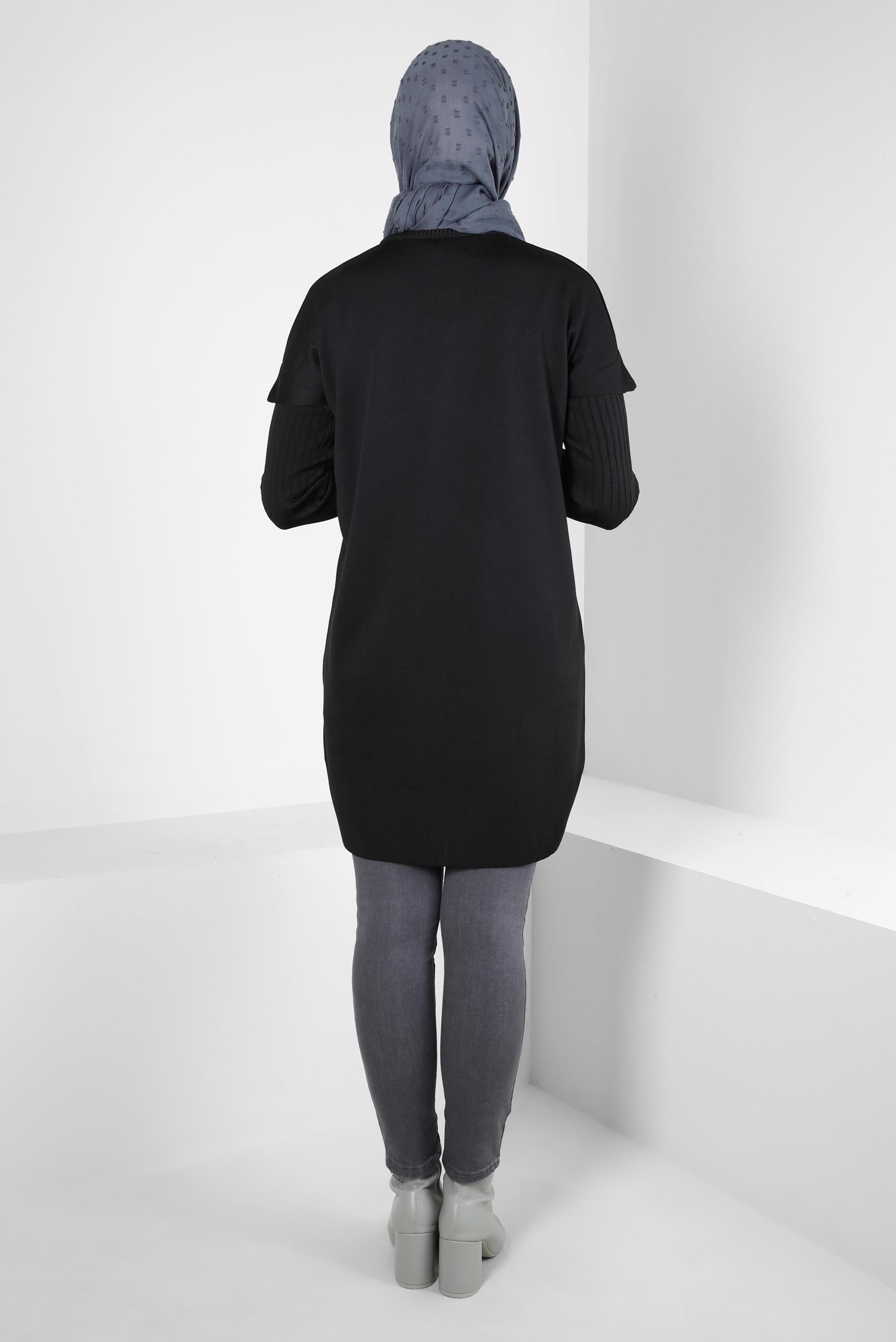 Tesettür giyim SİYAH TRİKO TUNİK 44054