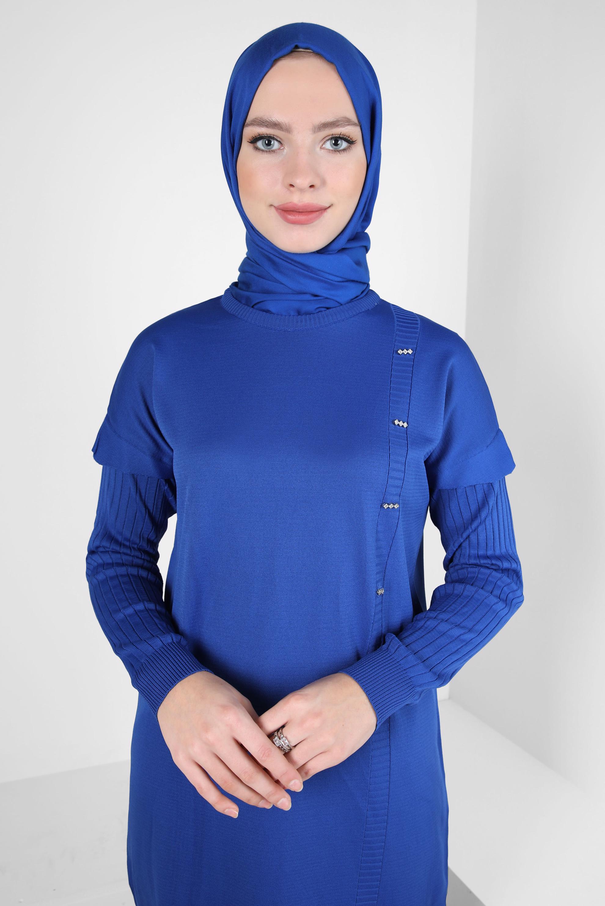 Tesettür giyim LACİVERT TRİKO TUNİK 44054