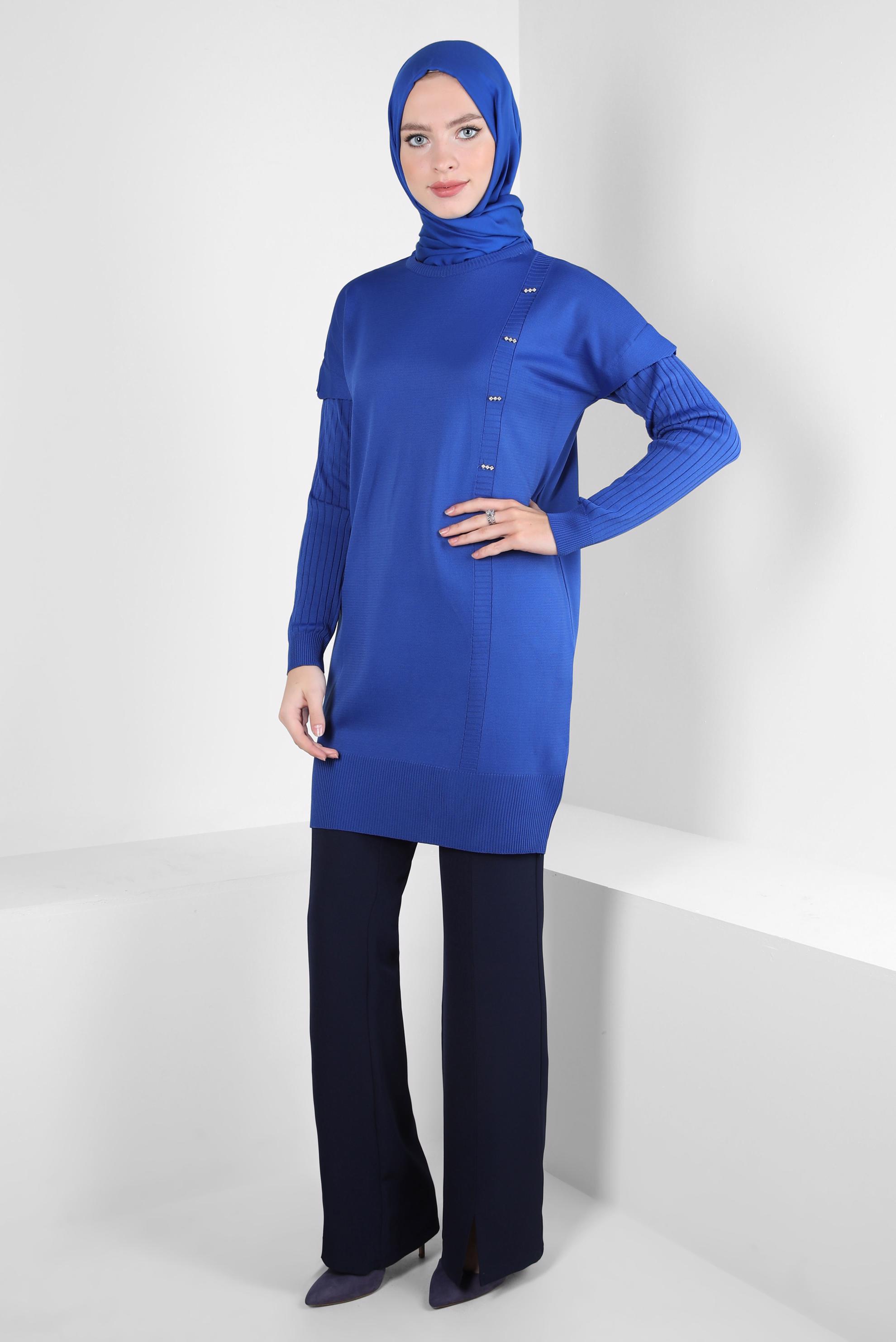 Tesettür giyim LACİVERT TRİKO TUNİK 44054