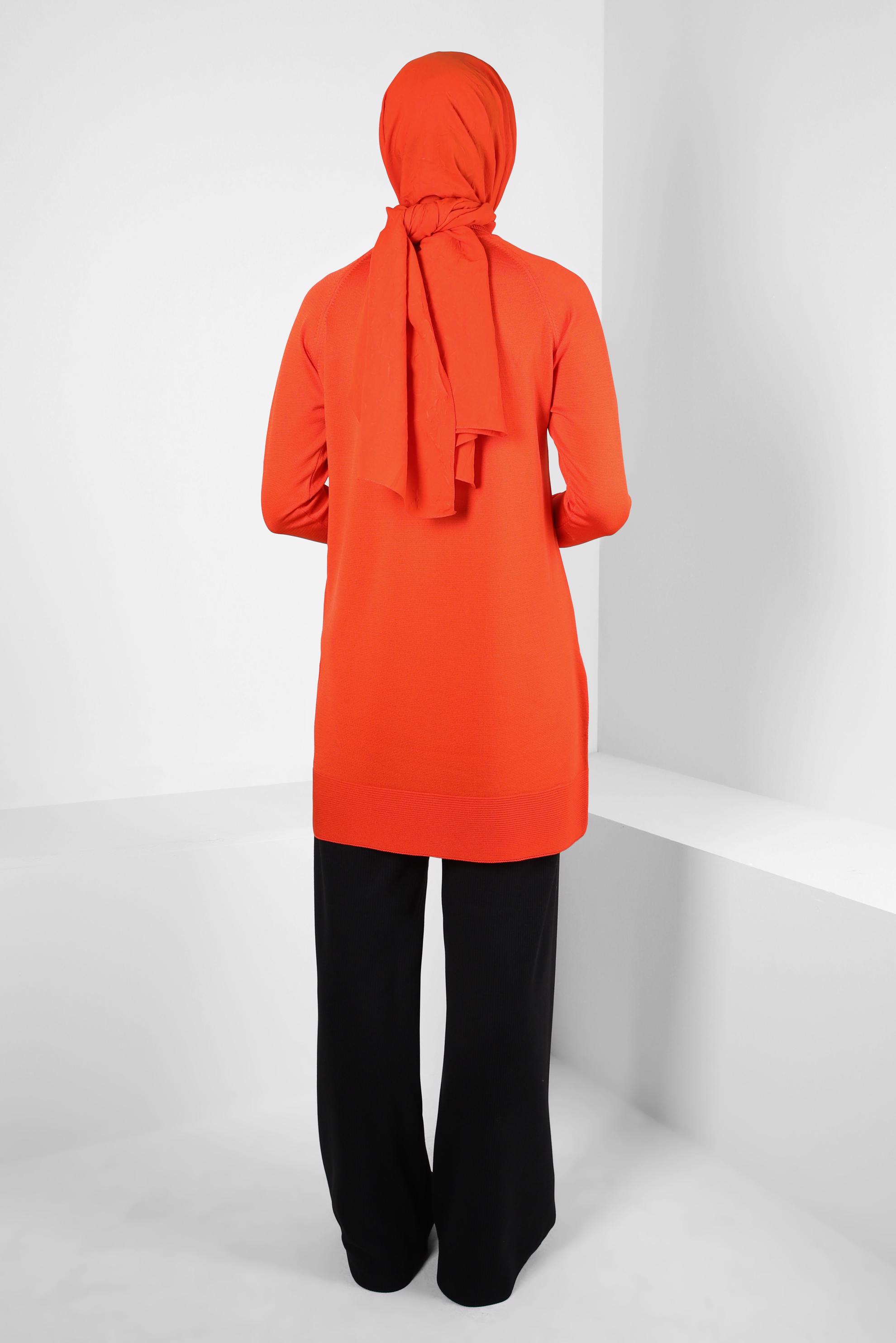 Tesettür giyim TURUNCU BOĞAZLI TRİKO TUNİK 44055