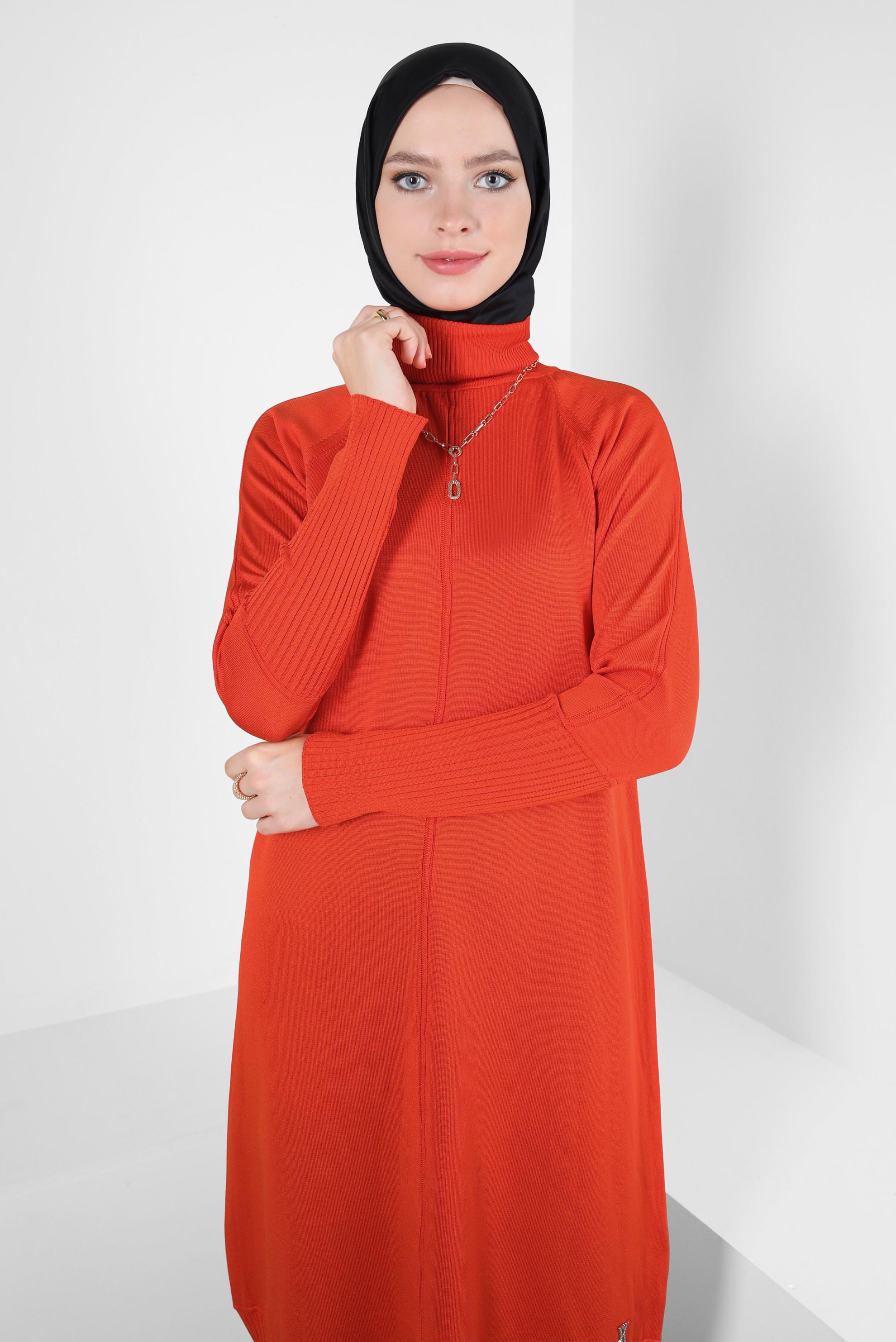 Tesettür giyim TURUNCU TRİKO TUNİK 44058