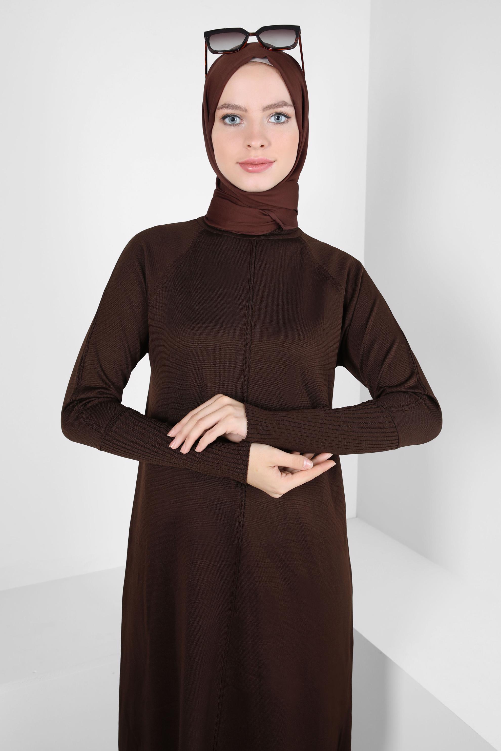 Tesettür giyim KAHVE TRİKO TUNİK 44058