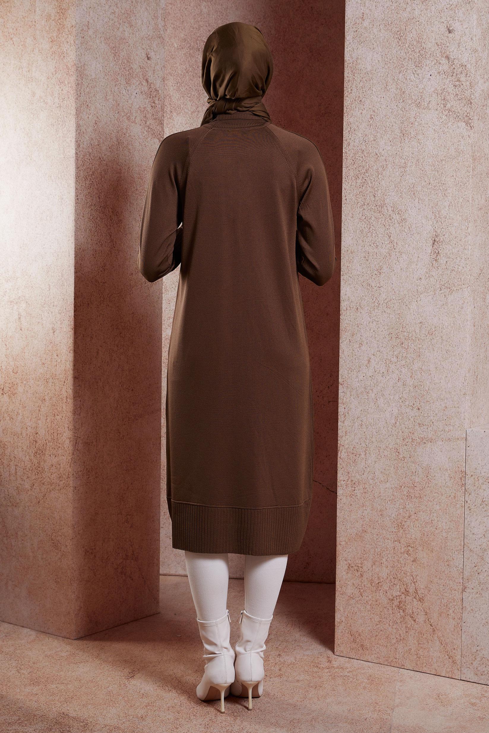 Tesettür giyim KAHVE TRİKO TUNİK 44058