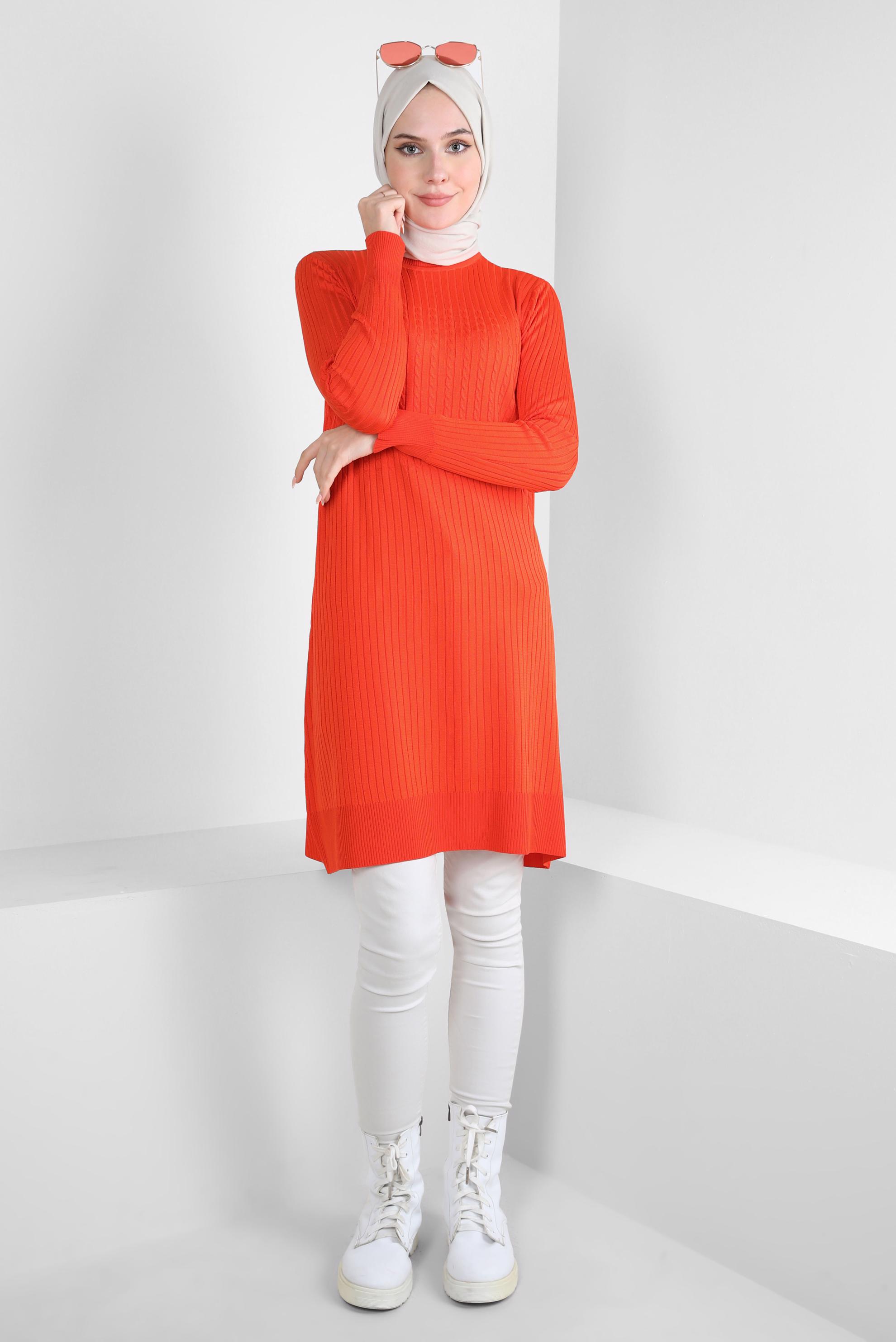 Tesettür giyim TURUNCU TRİKO TUNİK 44059