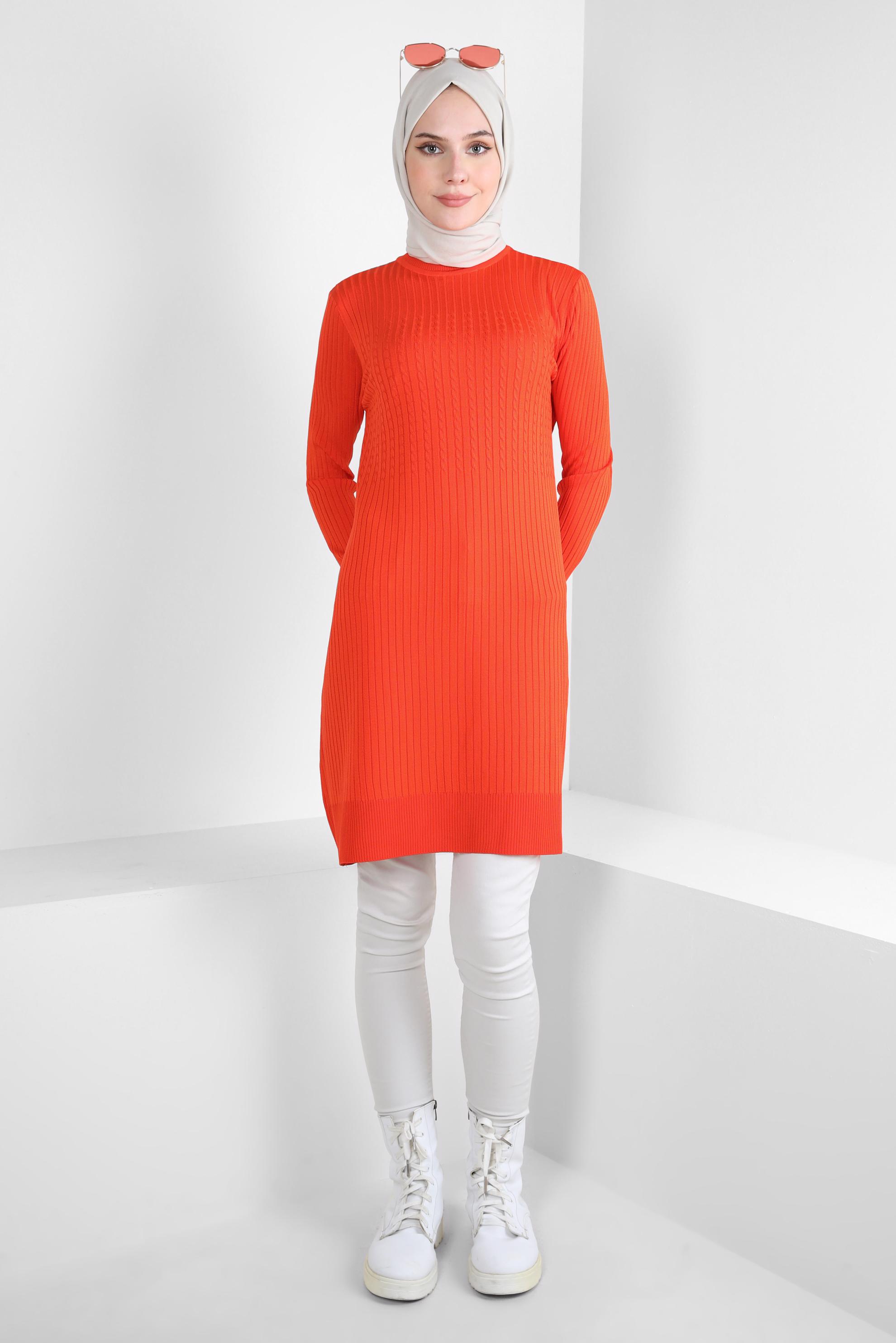 Tesettür giyim TURUNCU TRİKO TUNİK 44059