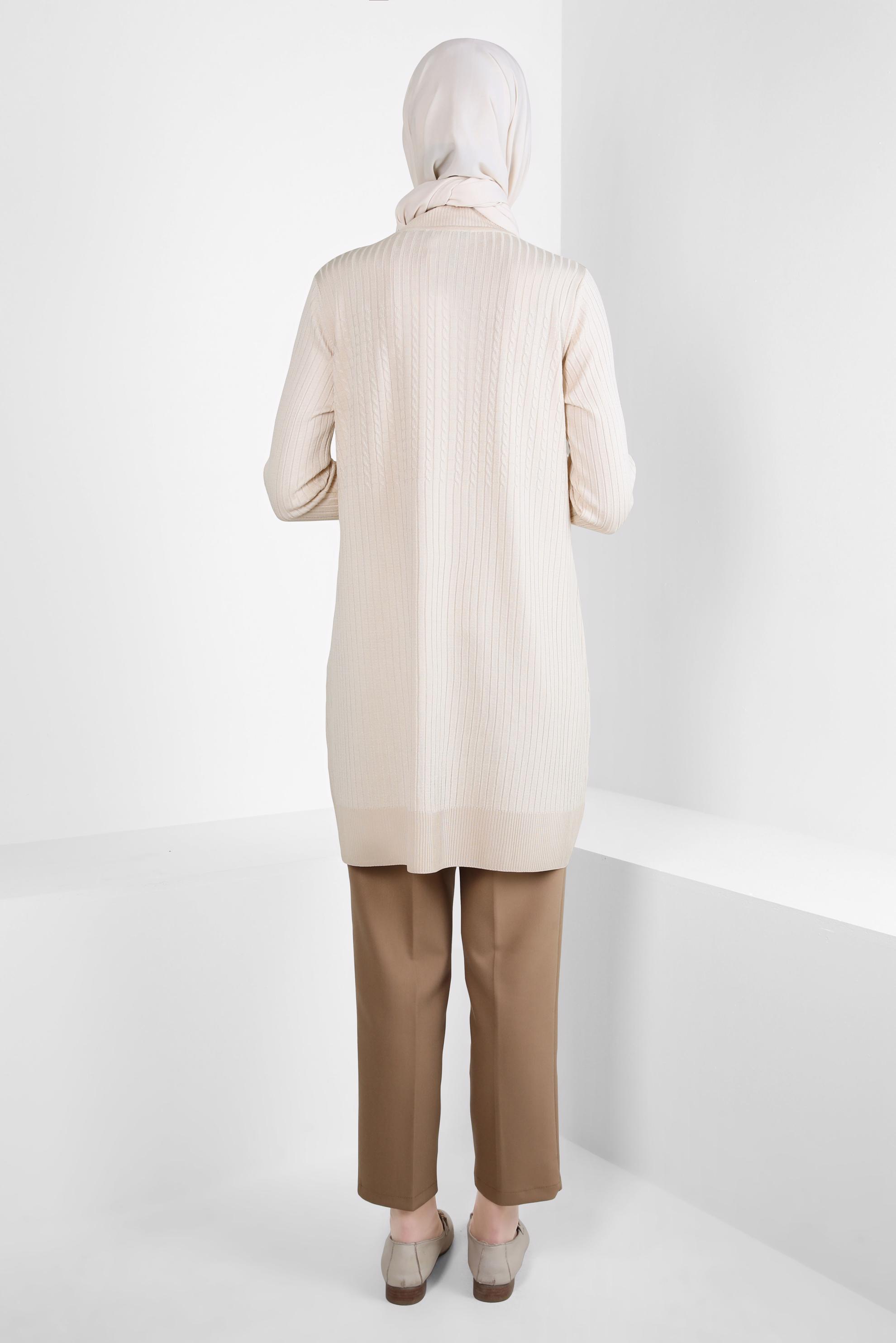 Tesettür giyim BEJ TRİKO TUNİK 44059