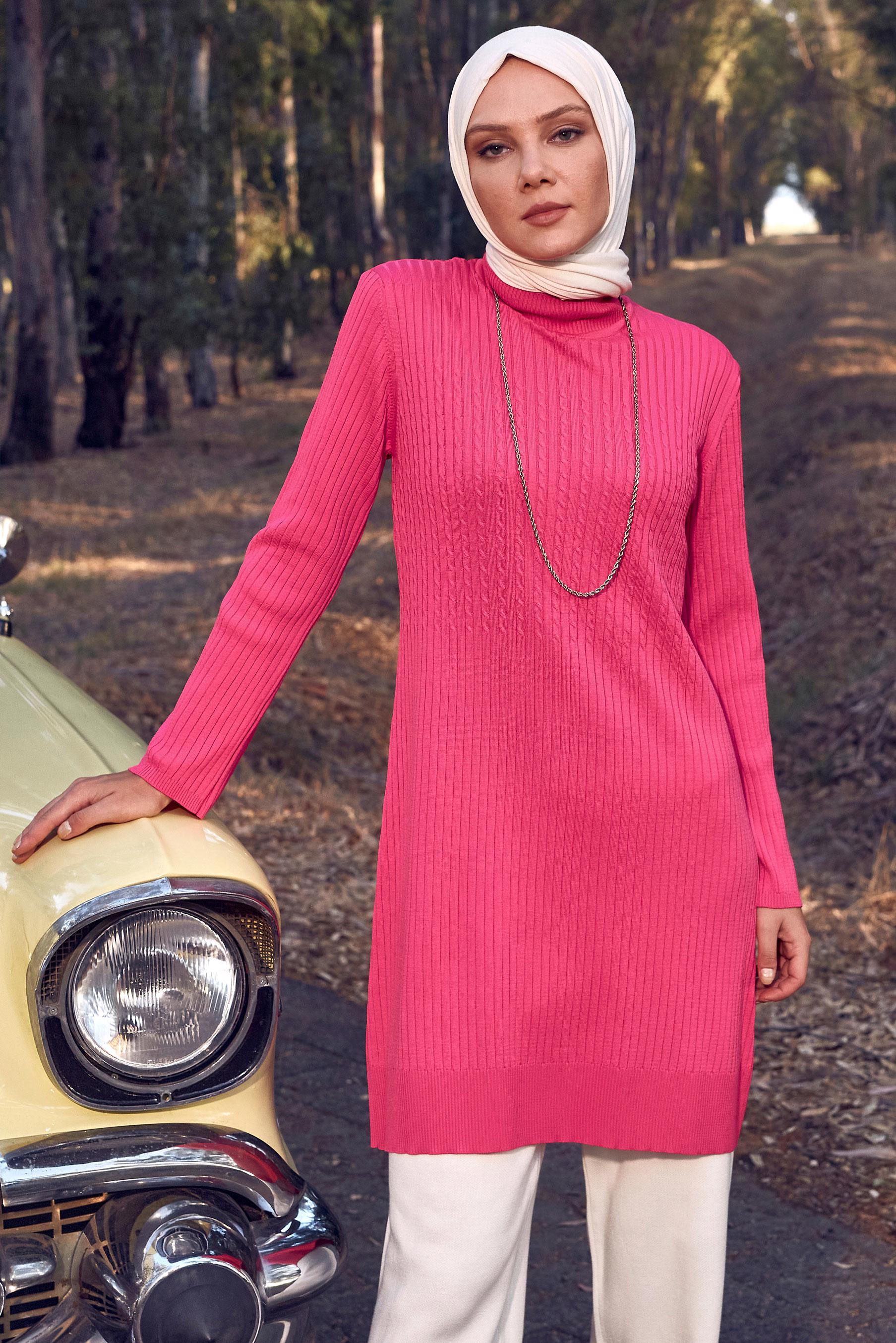 Vêtements hijab FUCHSIA TUNIQUE EN TRICOT 44059