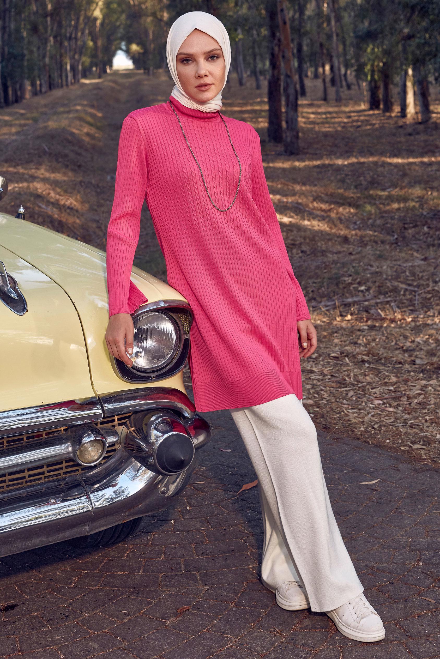 Vêtements hijab FUCHSIA TUNIQUE EN TRICOT 44059