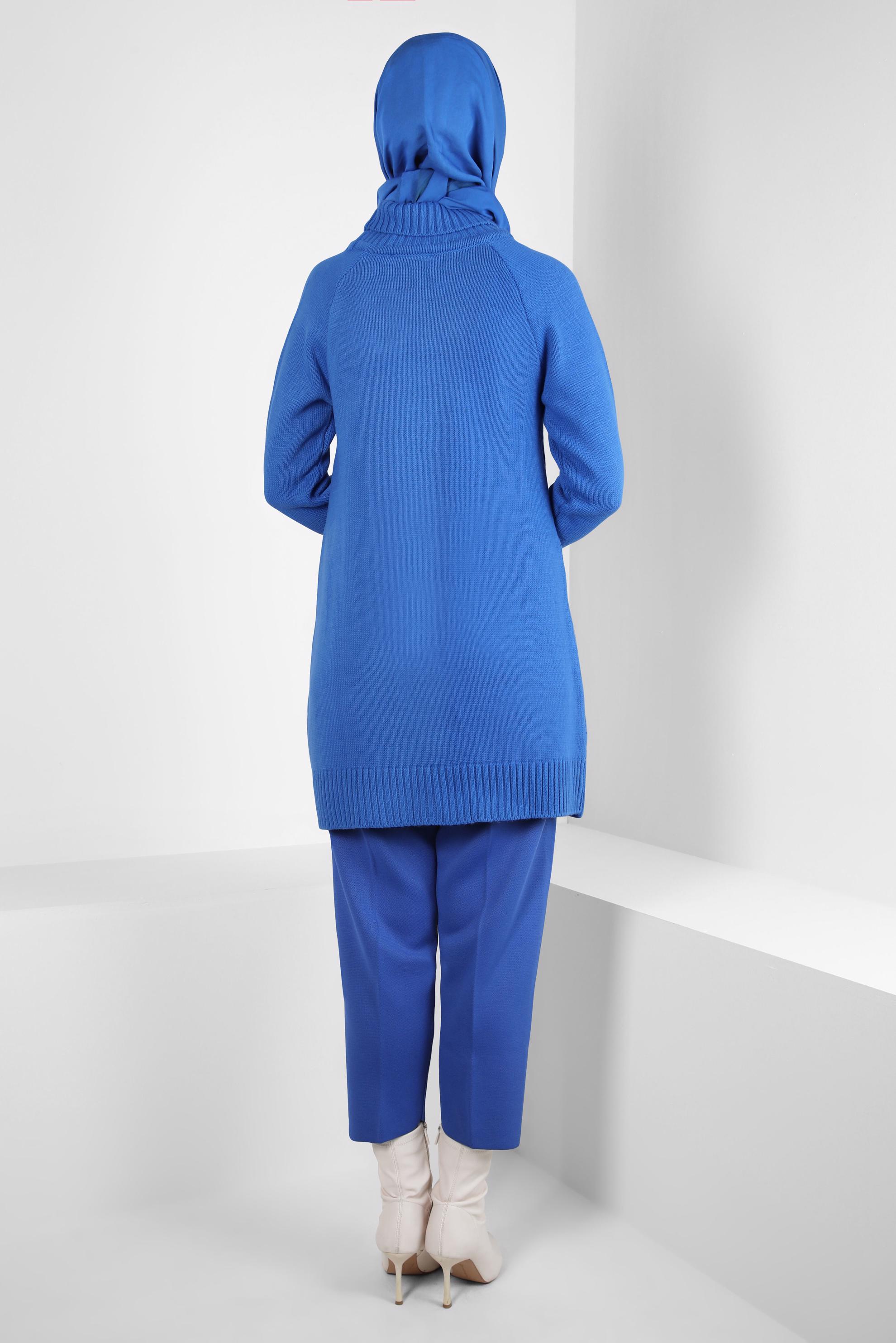 Tesettür giyim LACİVERT BOĞAZLI YAKA TRİKO TUNİK 44061