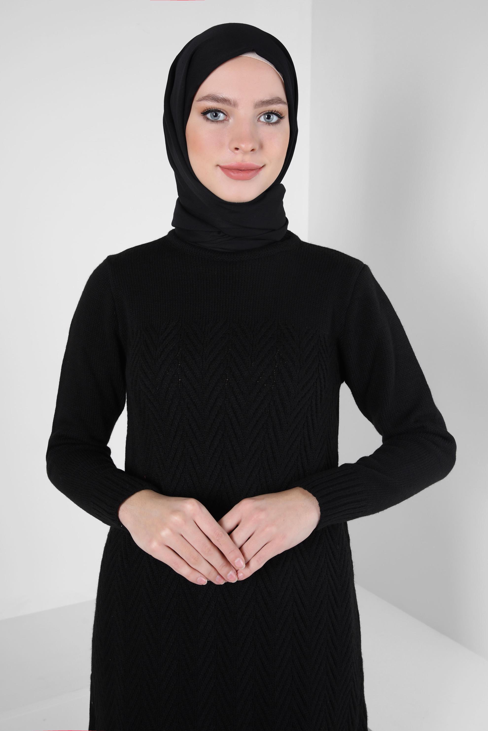 Tesettür giyim SİYAH TRİKO TUNİK 44062