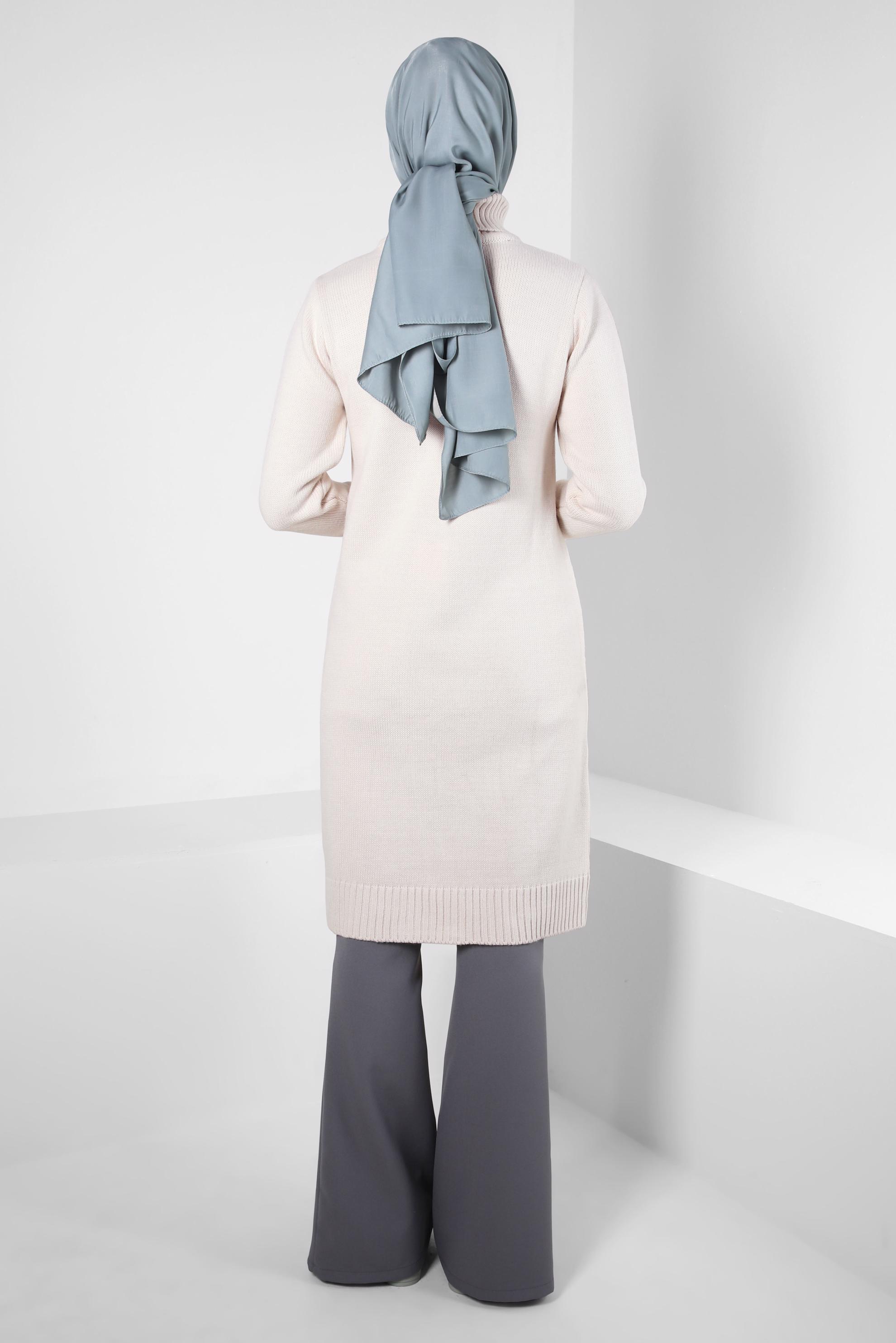 Tesettür giyim BEJ TRİKO TUNİK 44062