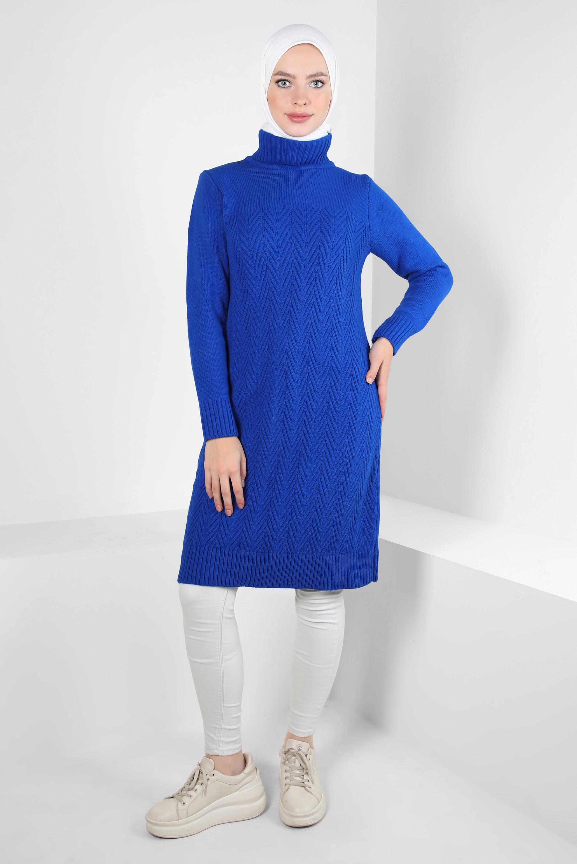 Tesettür giyim LACİVERT TRİKO TUNİK 44062