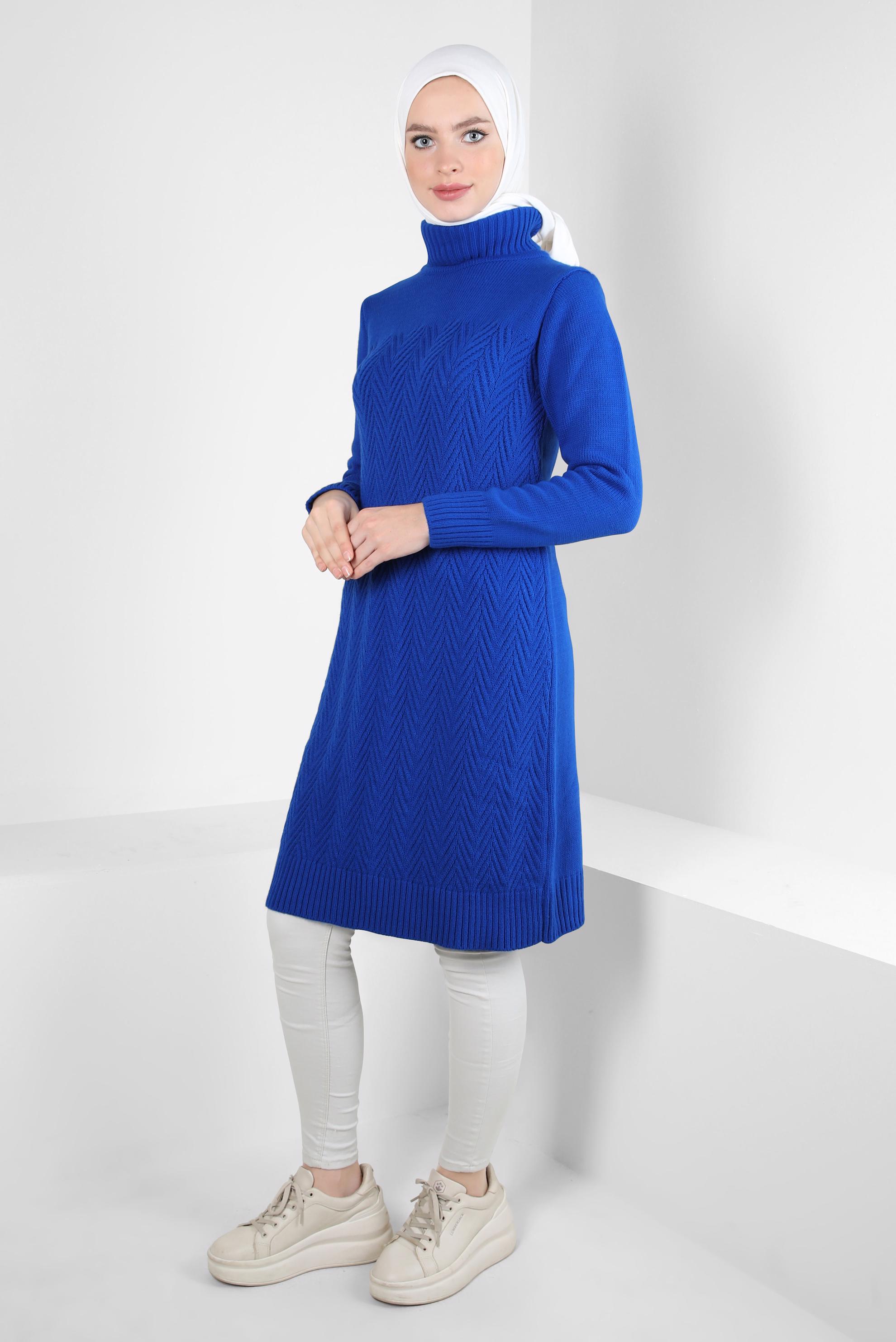 Tesettür giyim LACİVERT TRİKO TUNİK 44062