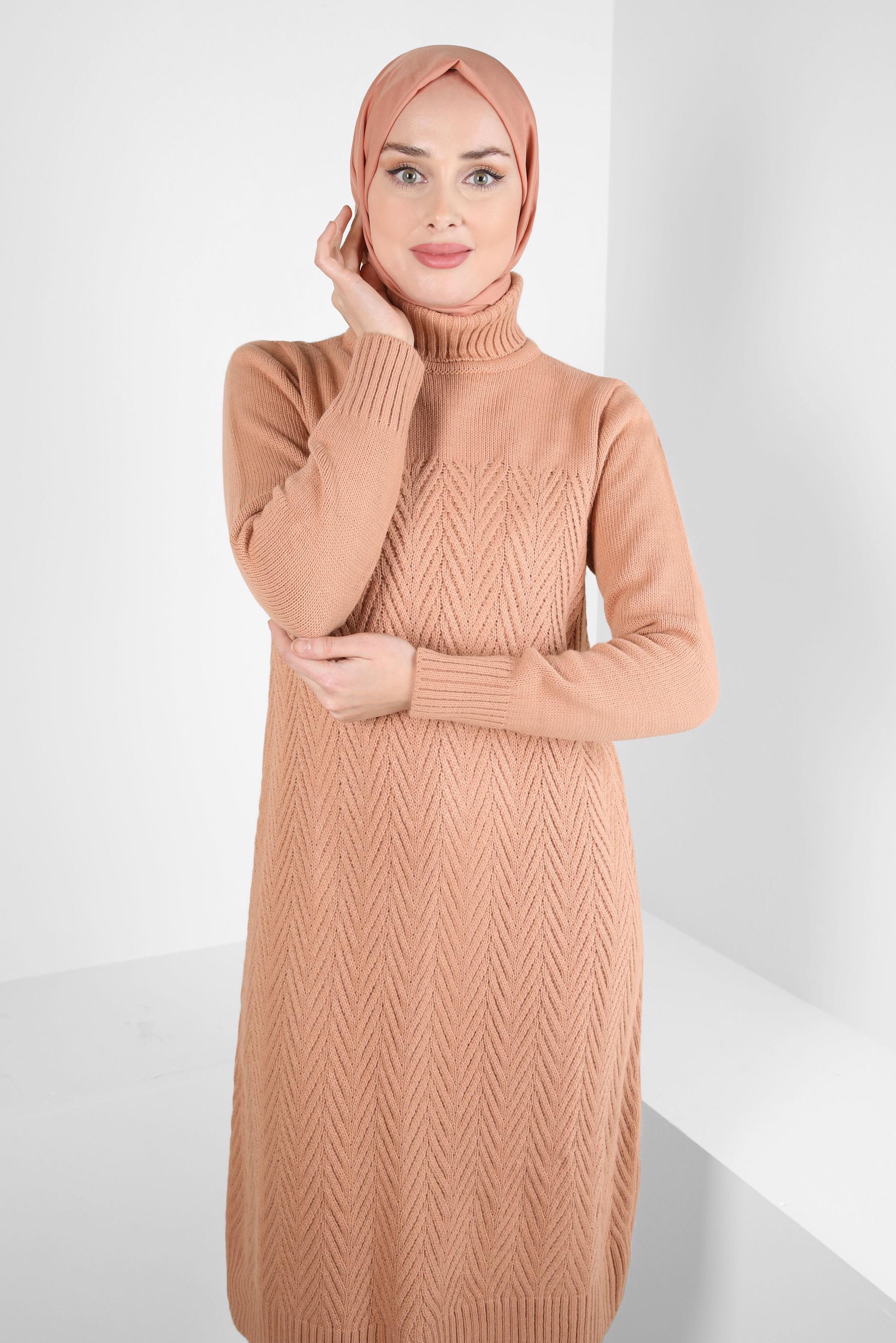 Tesettür giyim PUDRA TRİKO TUNİK 44062