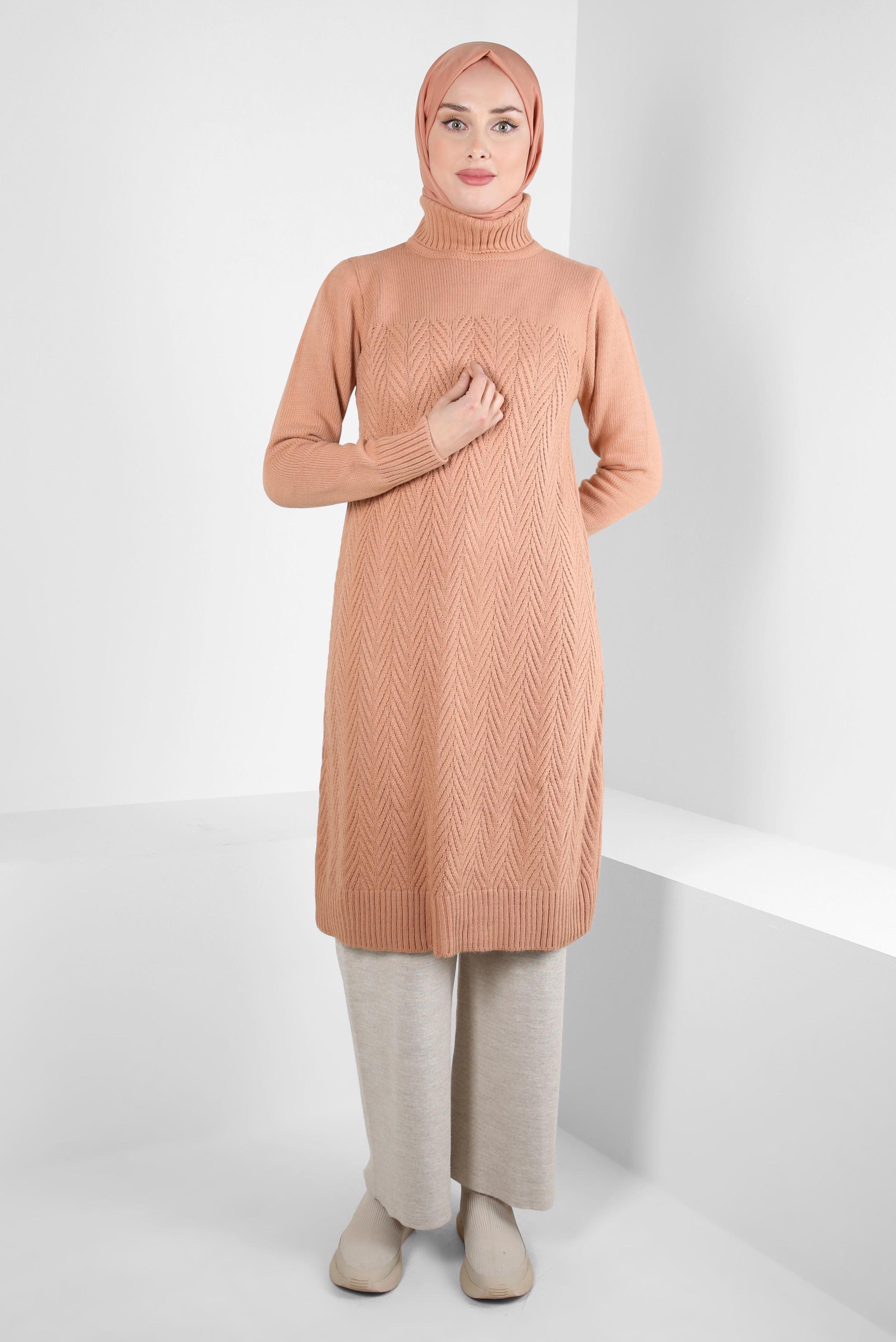 Tesettür giyim PUDRA TRİKO TUNİK 44062