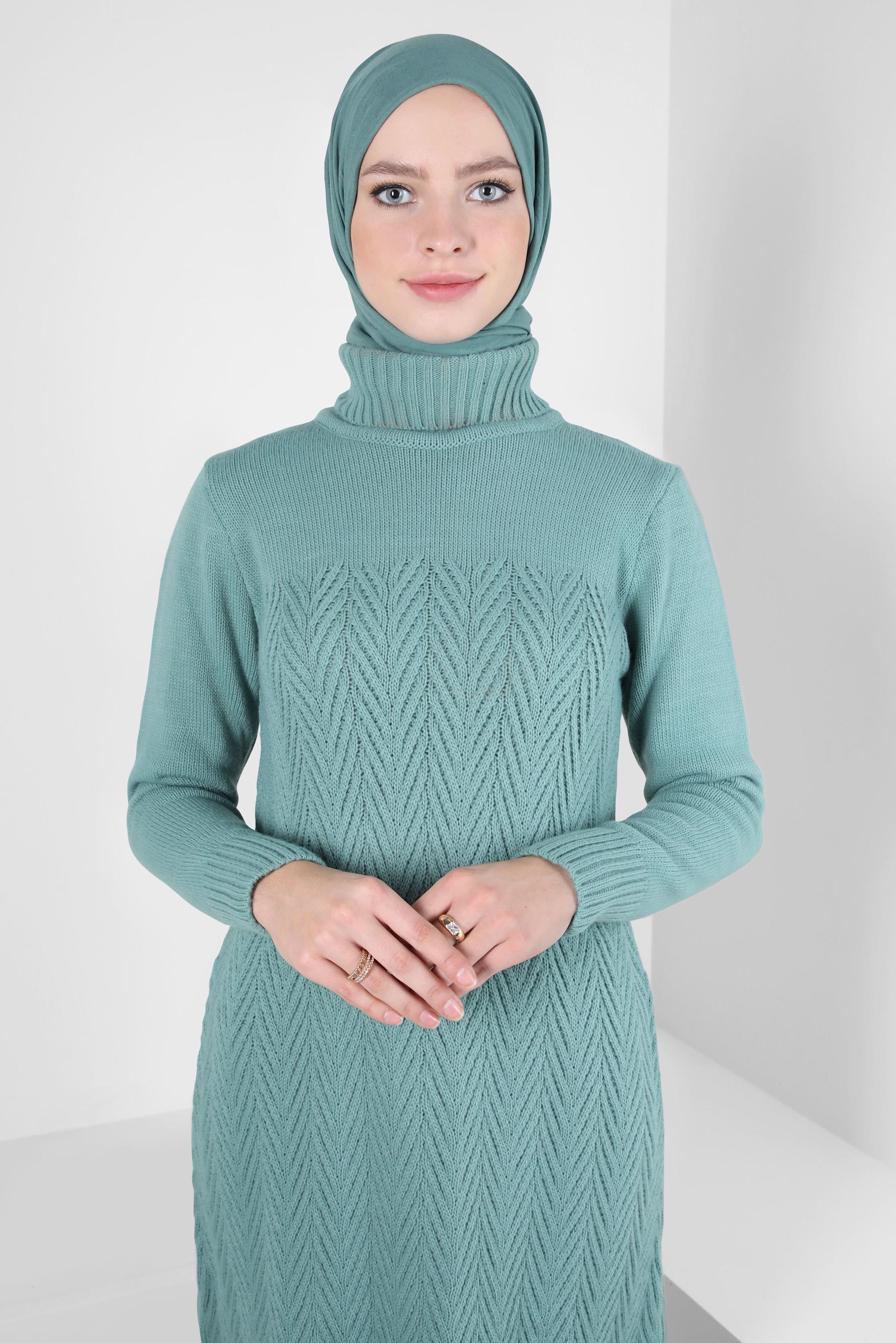 Tesettür giyim MAVİ TRİKO TUNİK 44062