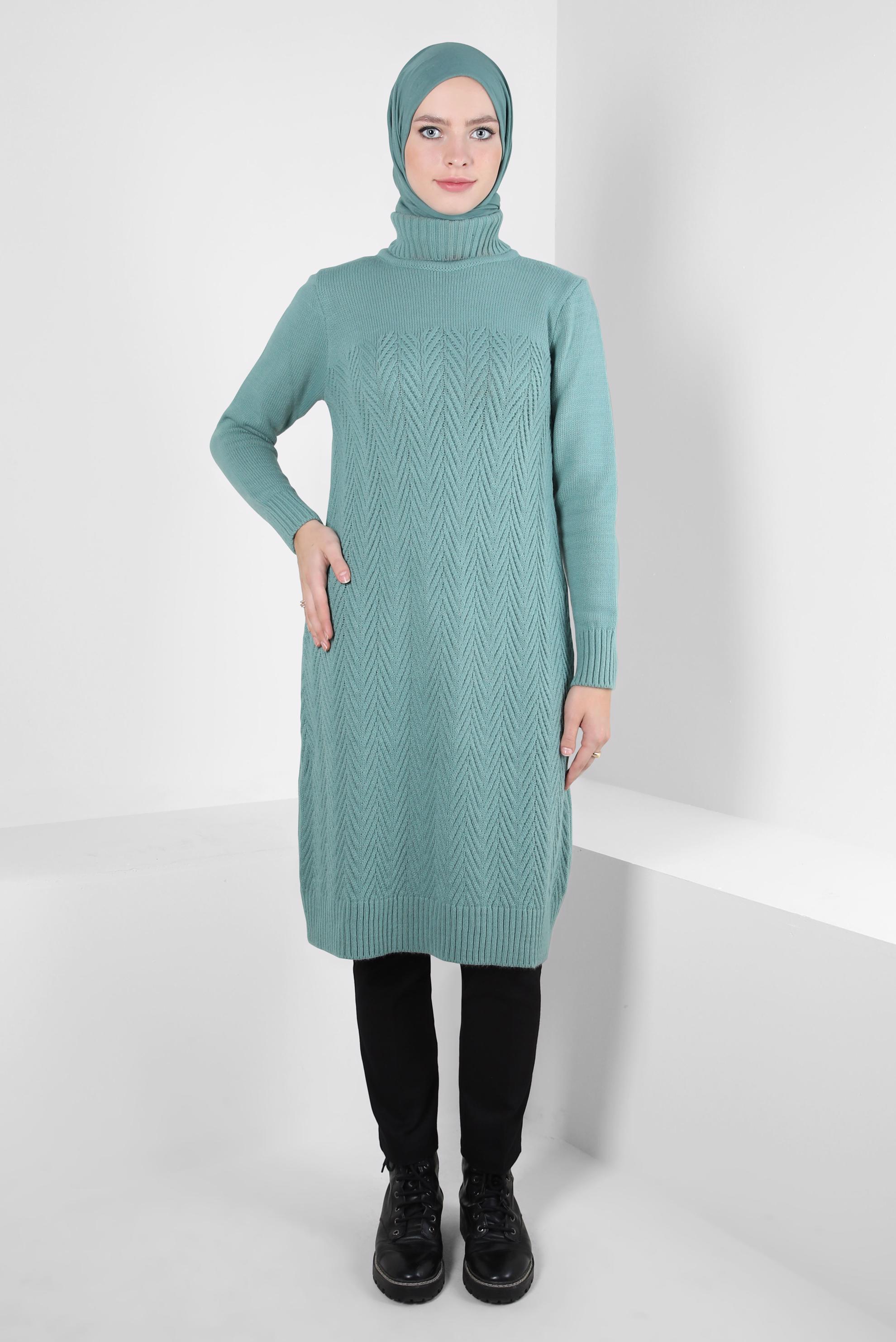 Tesettür giyim MAVİ TRİKO TUNİK 44062