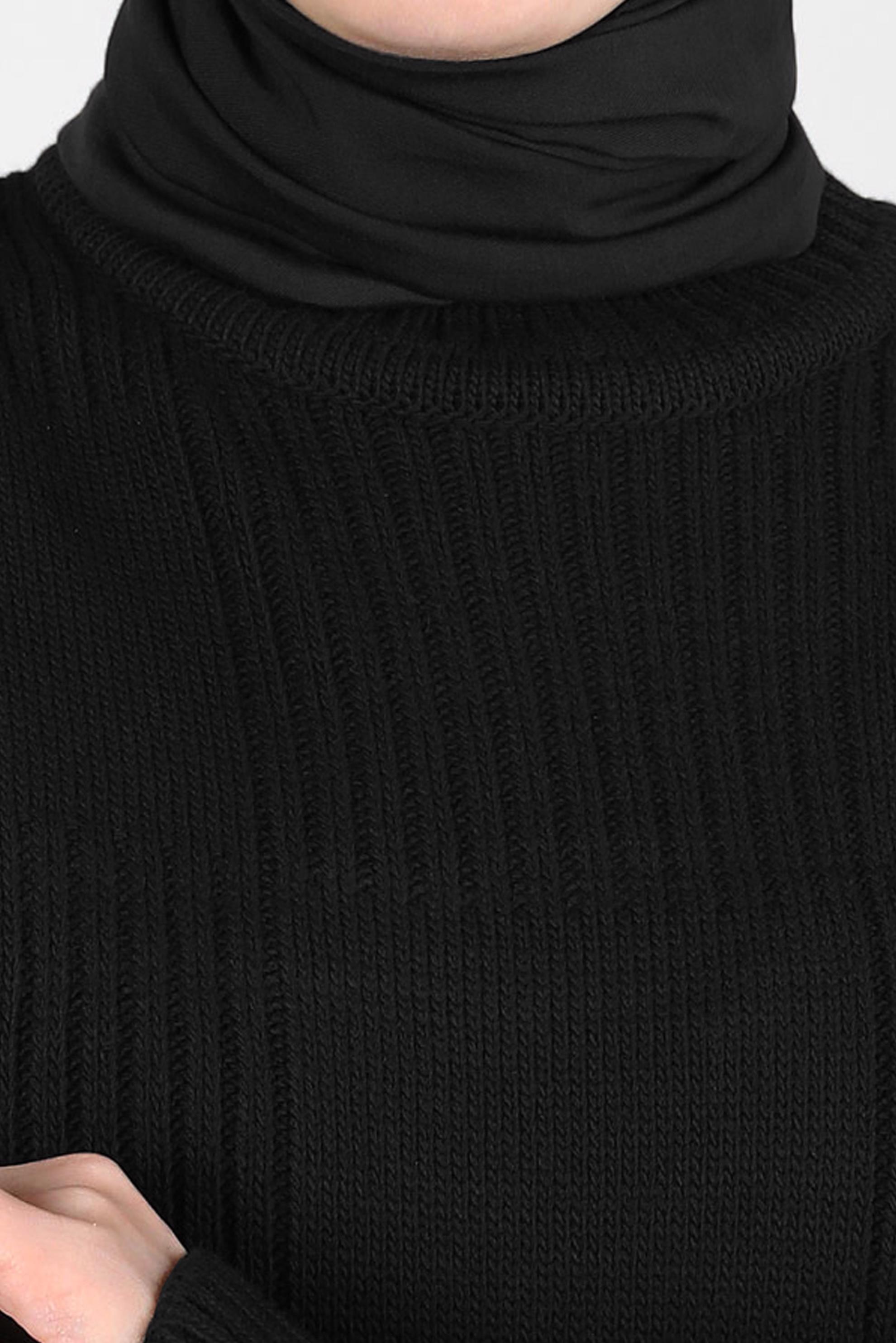 Tesettür giyim SİYAH BOĞAZLI YAKA TRİKO TUNİK 44063