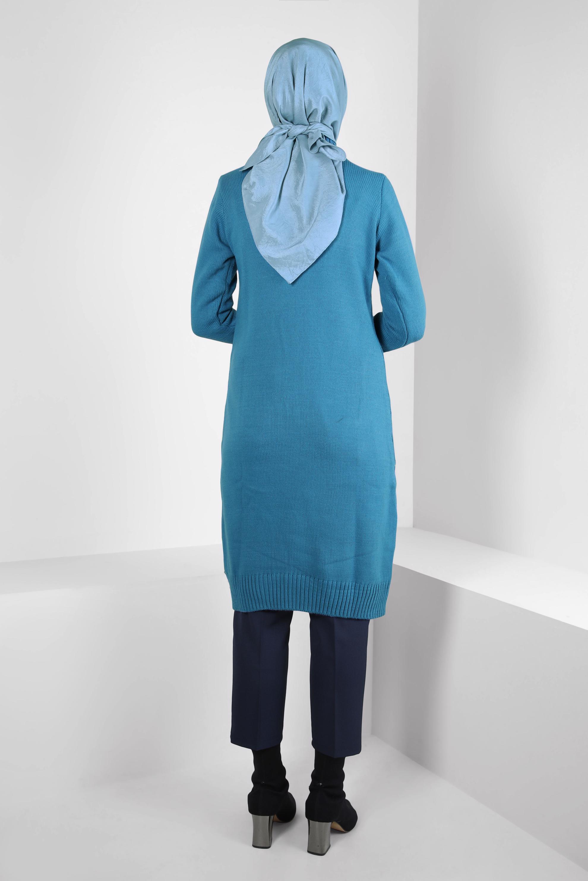 Tesettür giyim LACİVERT BOĞAZLI YAKA TRİKO TUNİK 44063