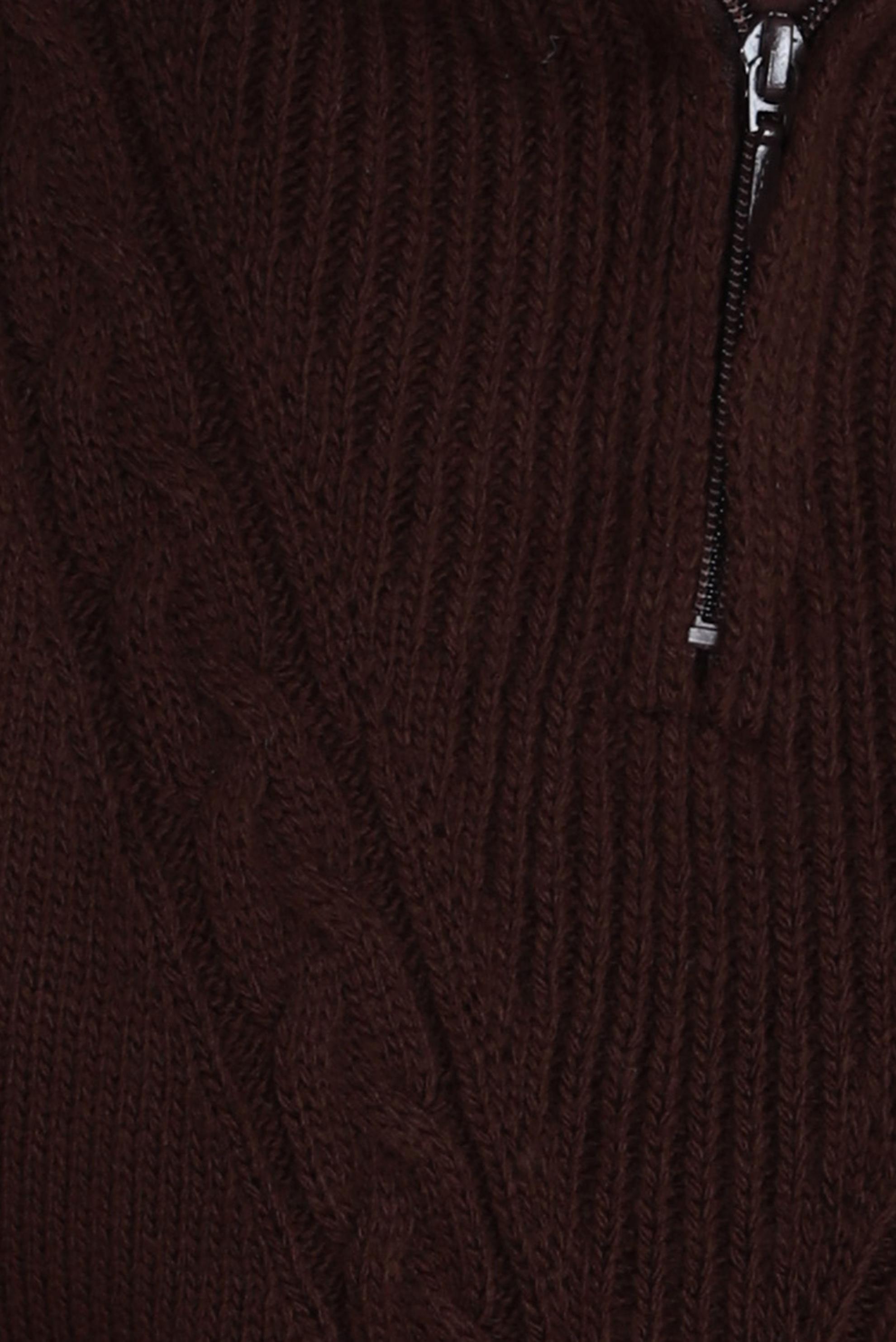 Tesettür giyim KAHVE FERMUARLI YAKA TRİKO TUNİK 44064