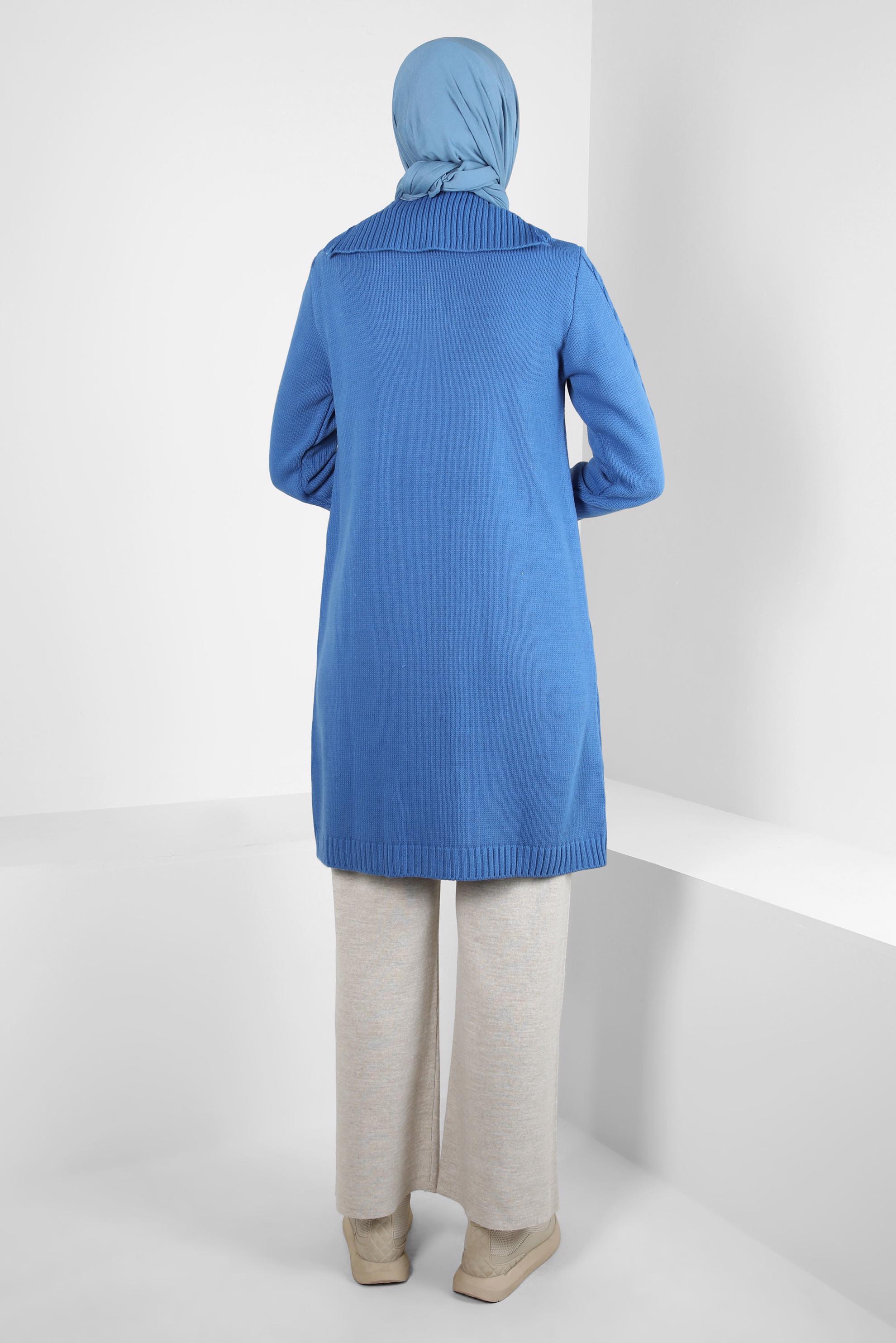 Tesettür giyim LACİVERT FERMUARLI YAKA TRİKO TUNİK 44064