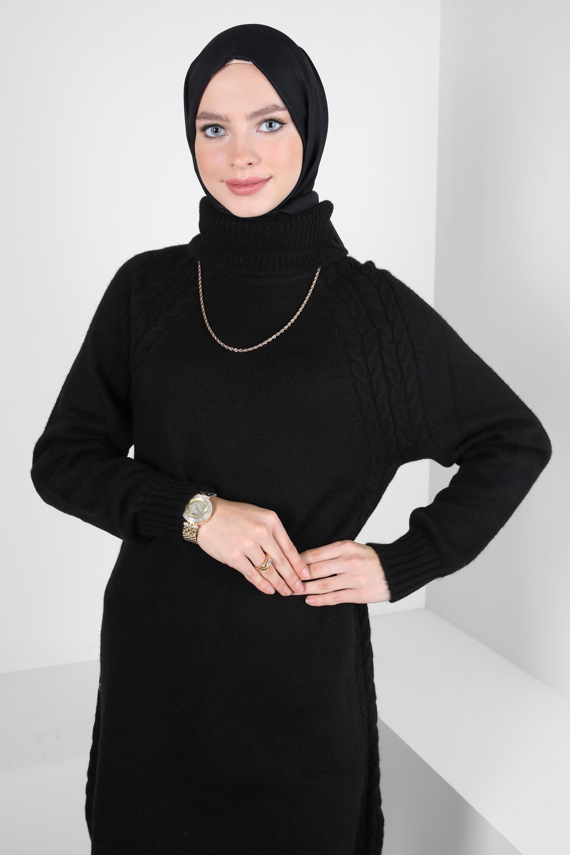 Hijab clothing BLACK KNITWEAR TUNIC 44065