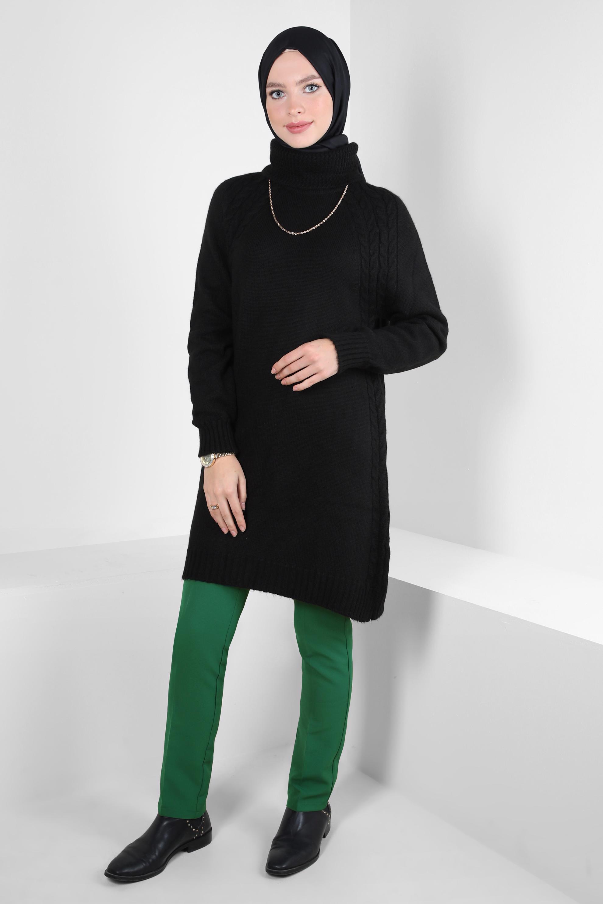 Hijab clothing BLACK KNITWEAR TUNIC 44065