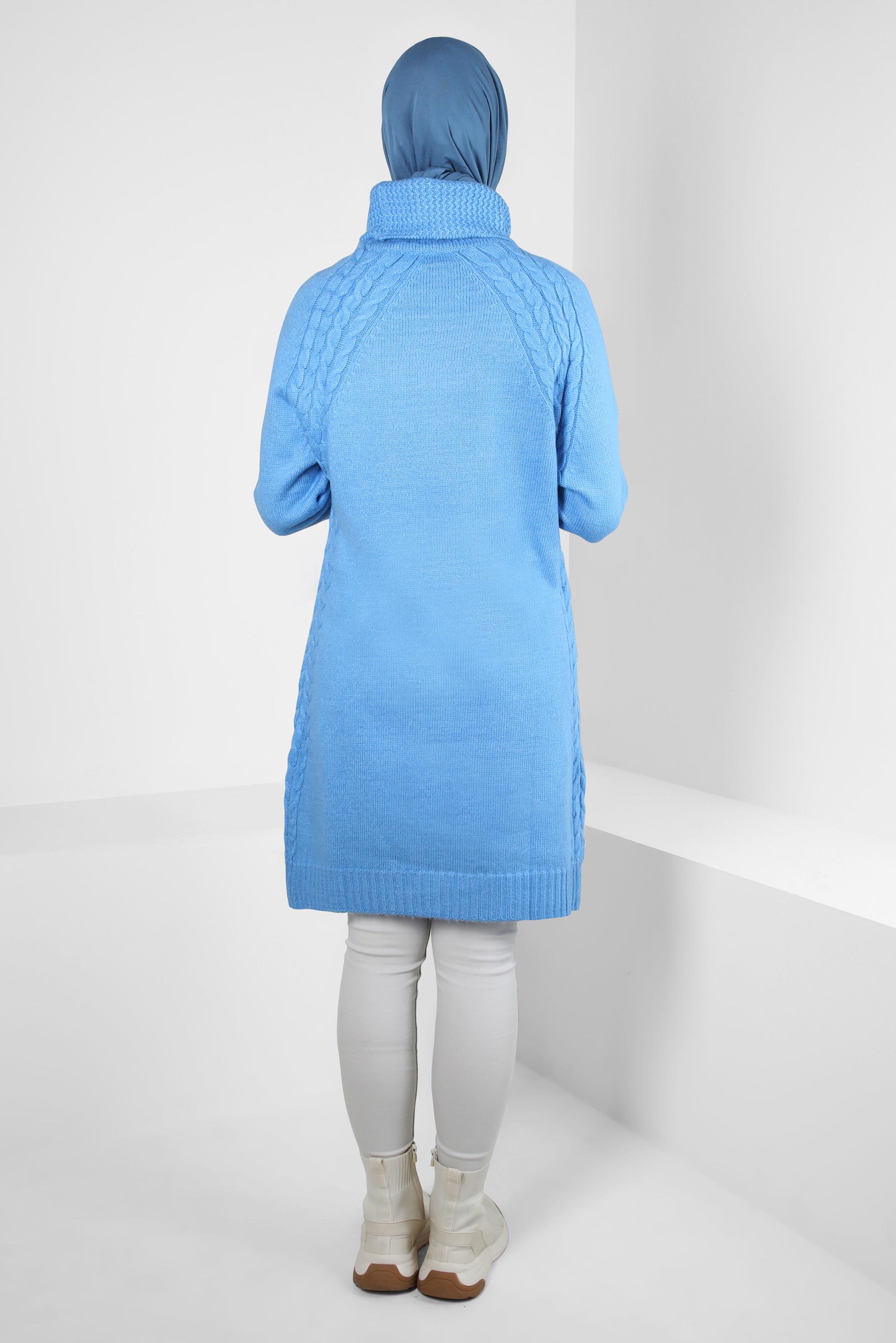 Tesettür giyim LACİVERT BOĞAZLI YAKA TRİKO TUNİK 44065