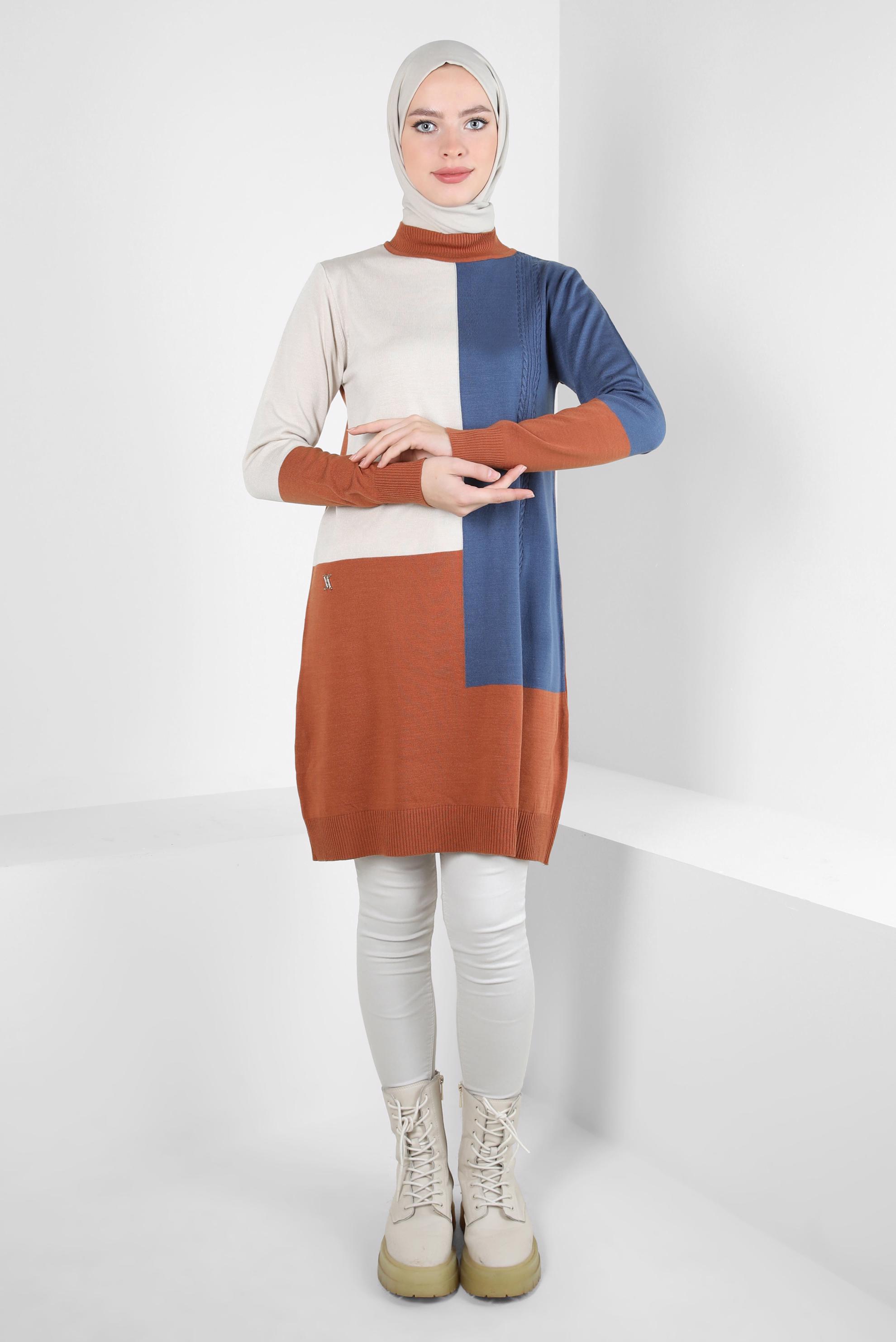 Hijab clothing ORANGE COLORED KNITWEAR TUNIC 44067