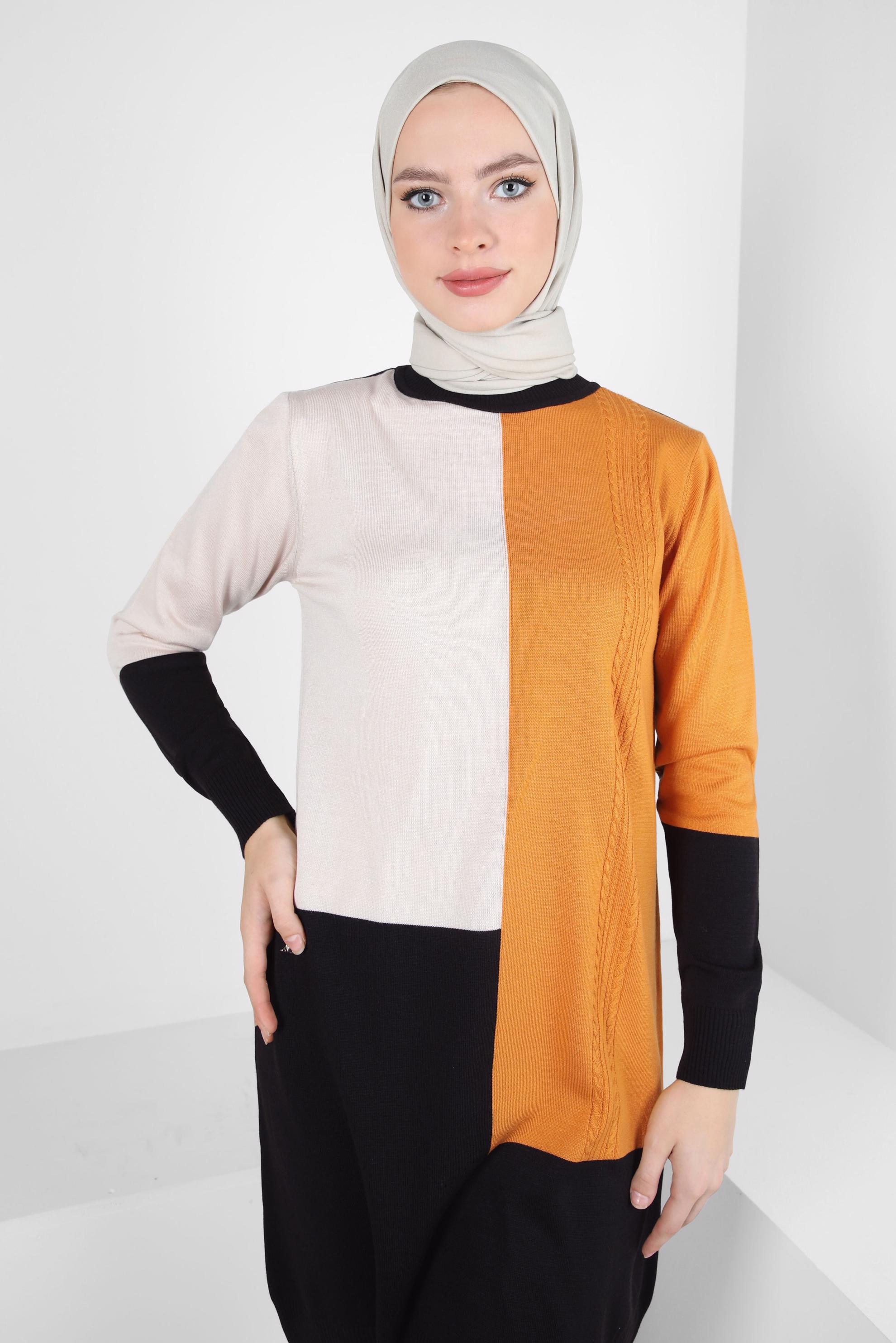 Hijab clothing BLACK COLORED KNITWEAR TUNIC 44067