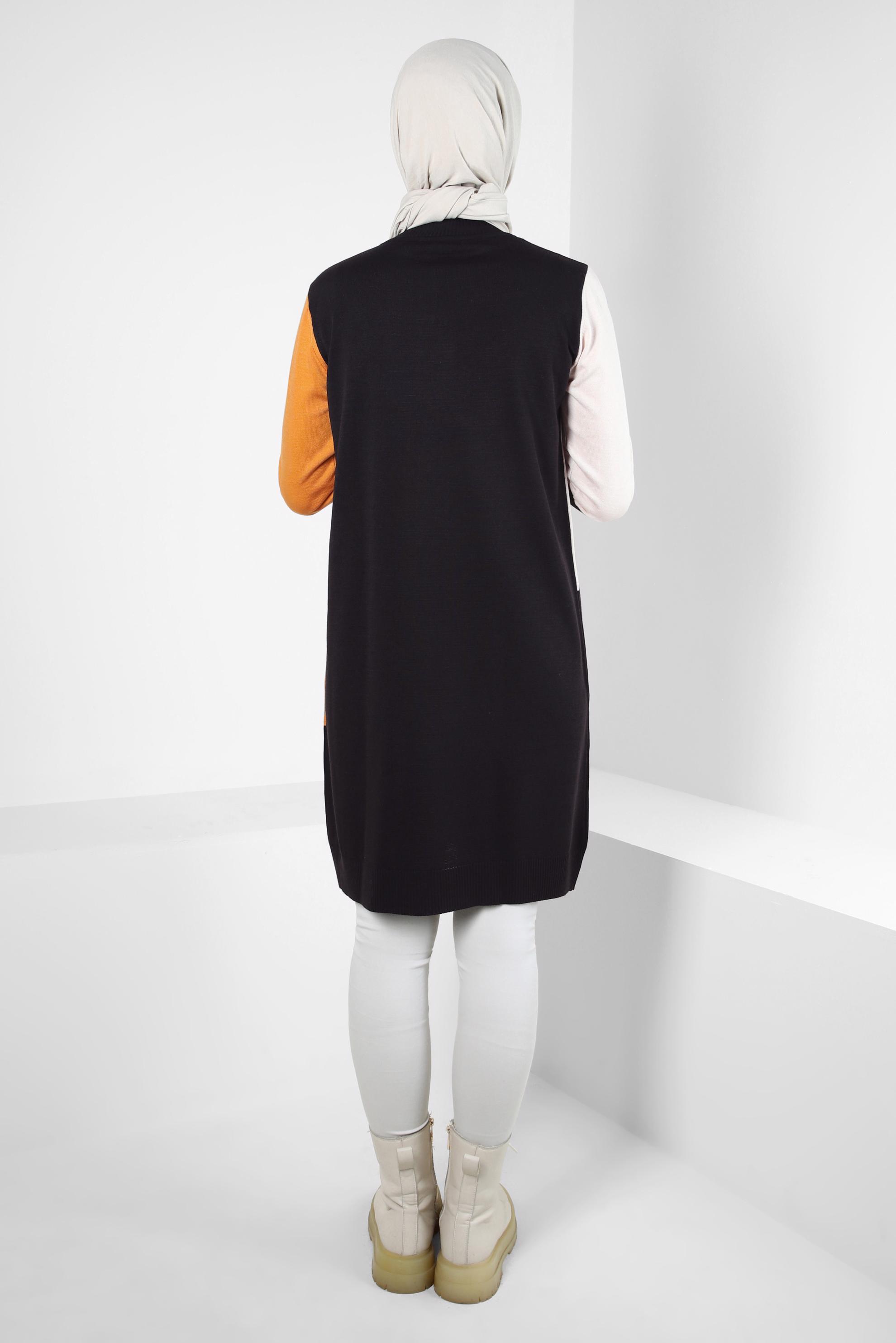 Hijab clothing BLACK COLORED KNITWEAR TUNIC 44067