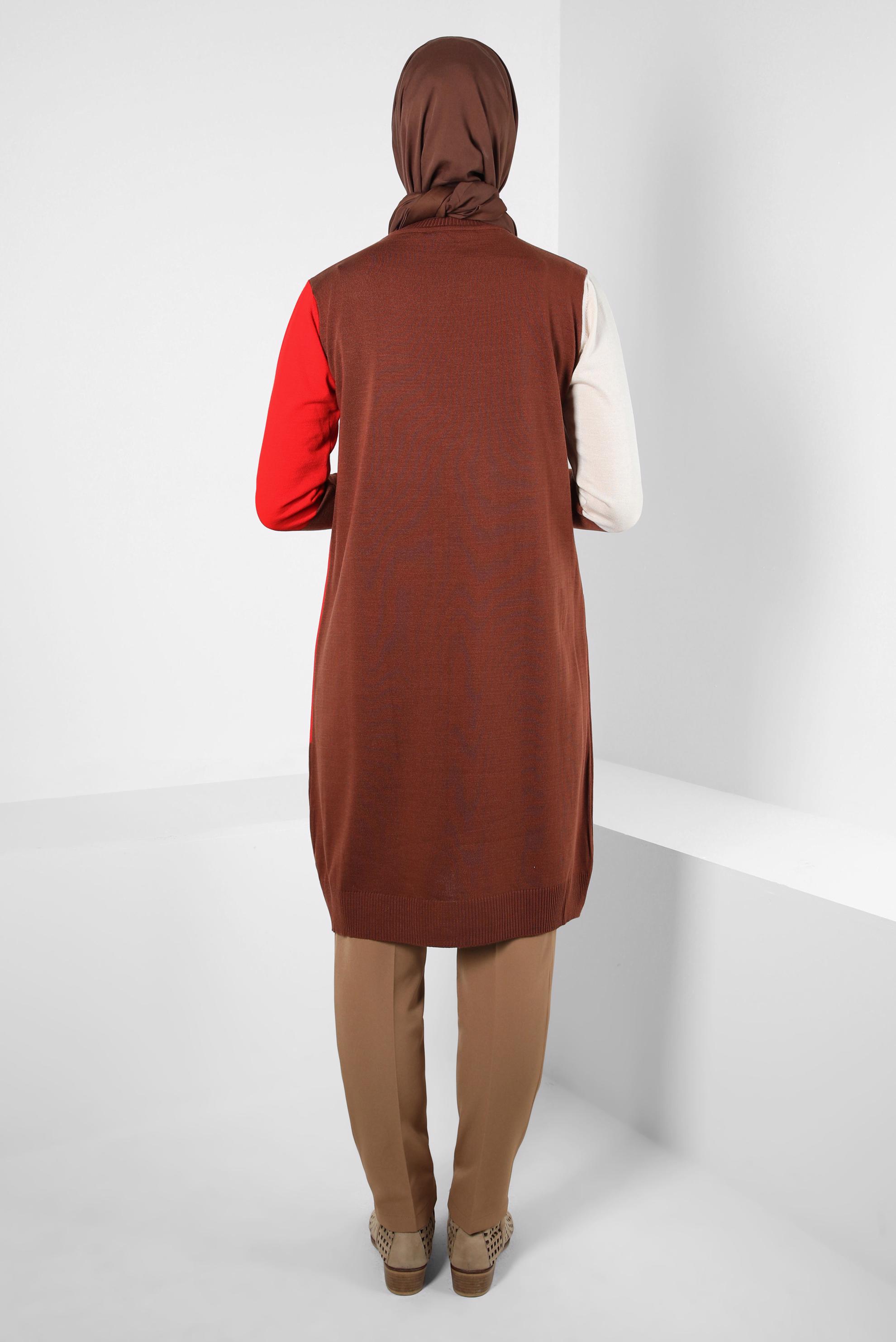 Hijab clothing BROWN COLORED KNITWEAR TUNIC 44067