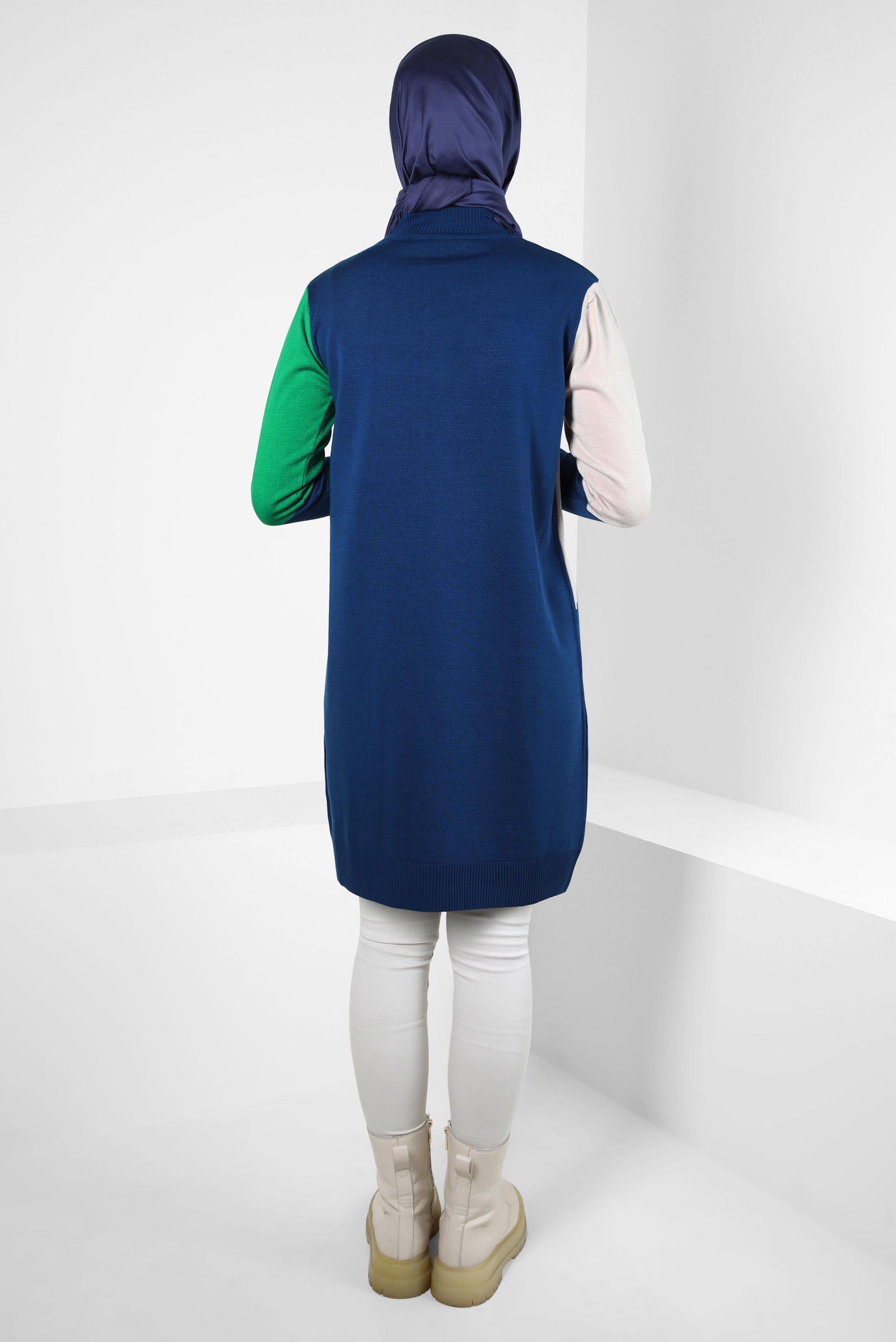Hijab clothing BLUE COLORED KNITWEAR TUNIC 44067