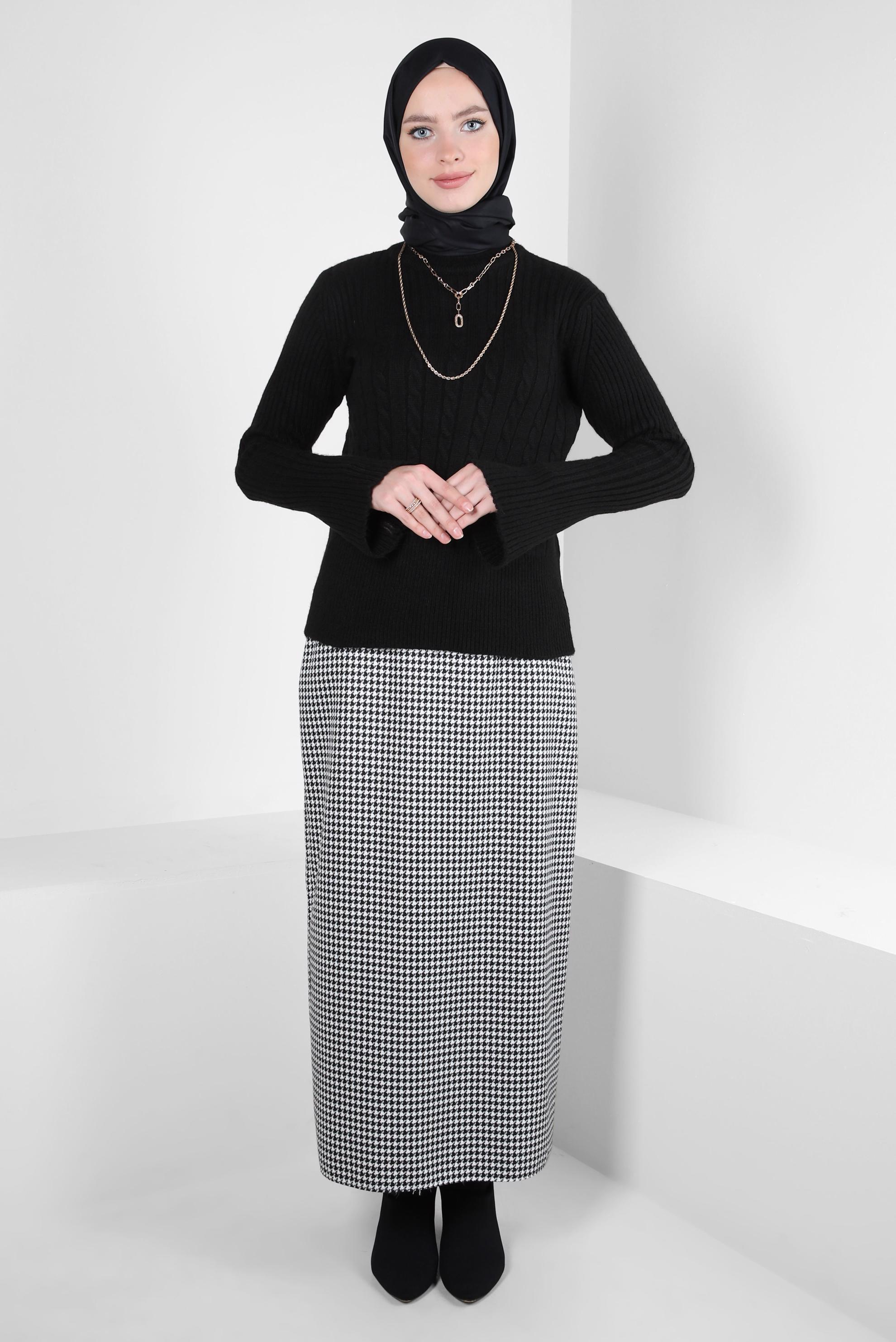 Vêtements hijab NOIR PULL EN MAILLE À COL ROULÉ 44069