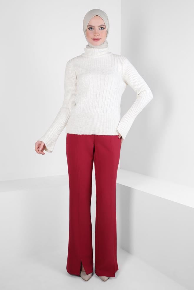 Vêtements hijab BLANC PULL EN MAILLE À COL ROULÉ 44069 - ALVİNA