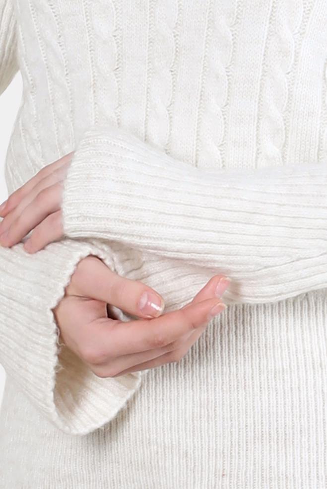 Vêtements hijab BLANC PULL EN MAILLE À COL ROULÉ 44069 - ALVİNA