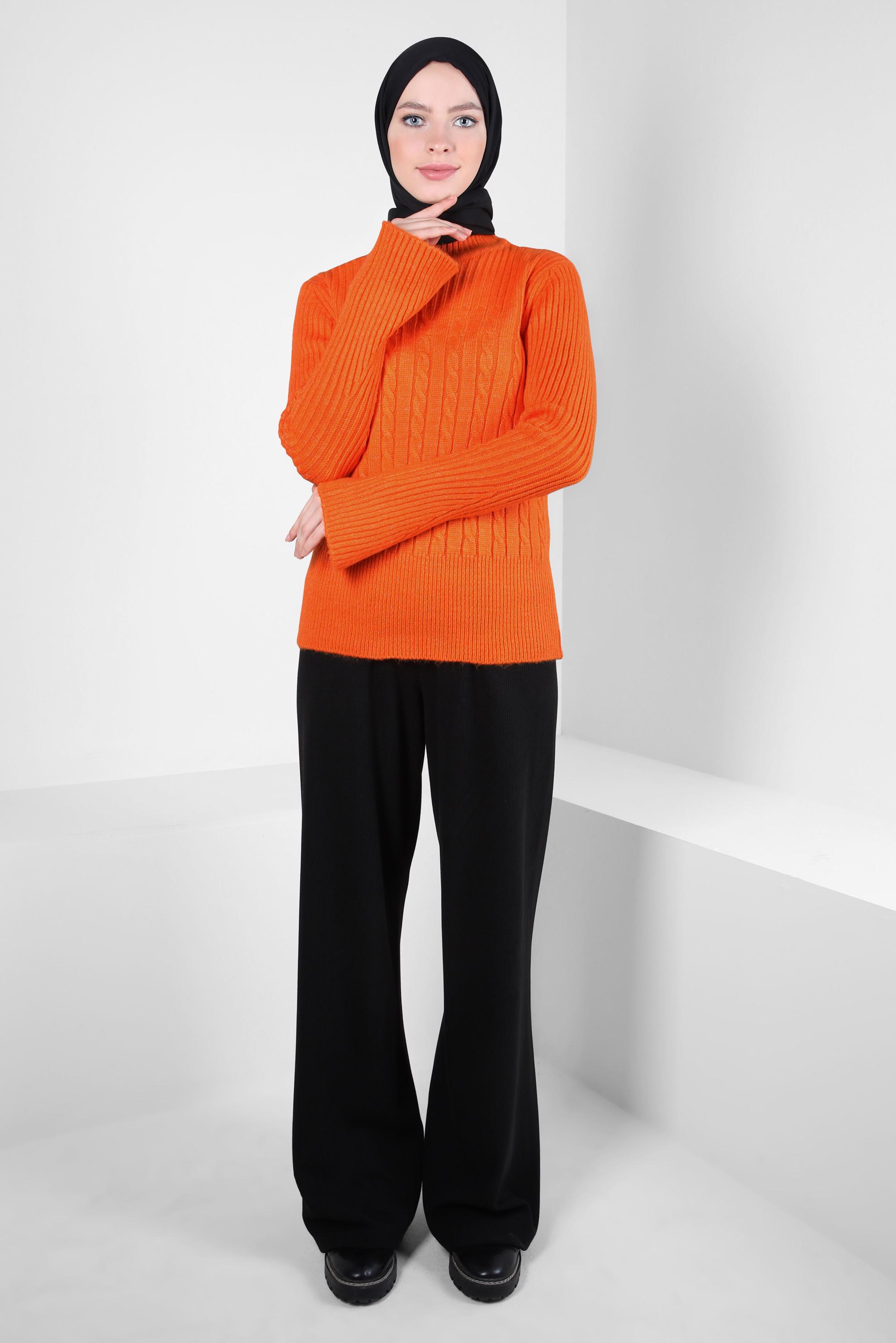 Vêtements hijab ORANGE PULL EN MAILLE À COL ROULÉ 44069