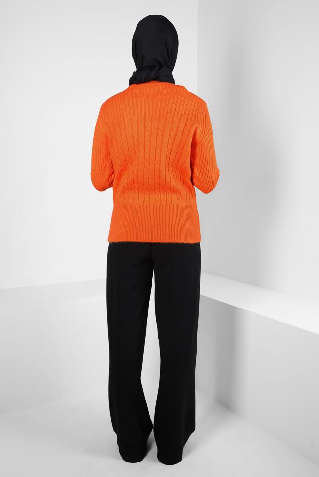 Vêtements hijab ORANGE PULL EN MAILLE À COL ROULÉ 44069 - ALVİNA