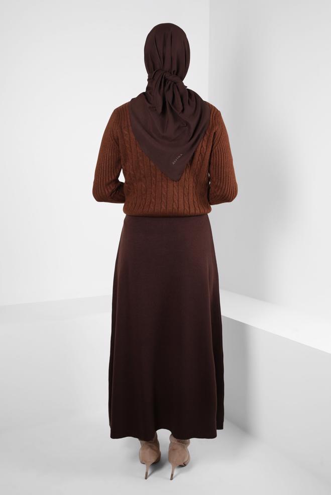Vêtements hijab BRUN PULL EN MAILLE À COL ROULÉ 44069 - ALVİNA