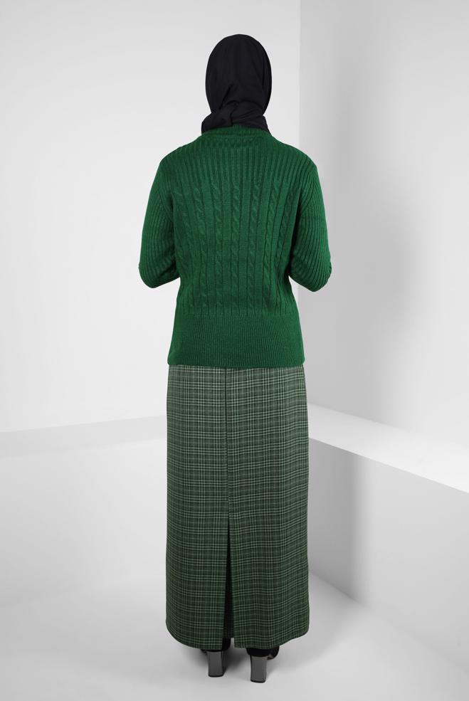 Vêtements hijab VERT PULL EN MAILLE À COL ROULÉ 44069 - ALVİNA