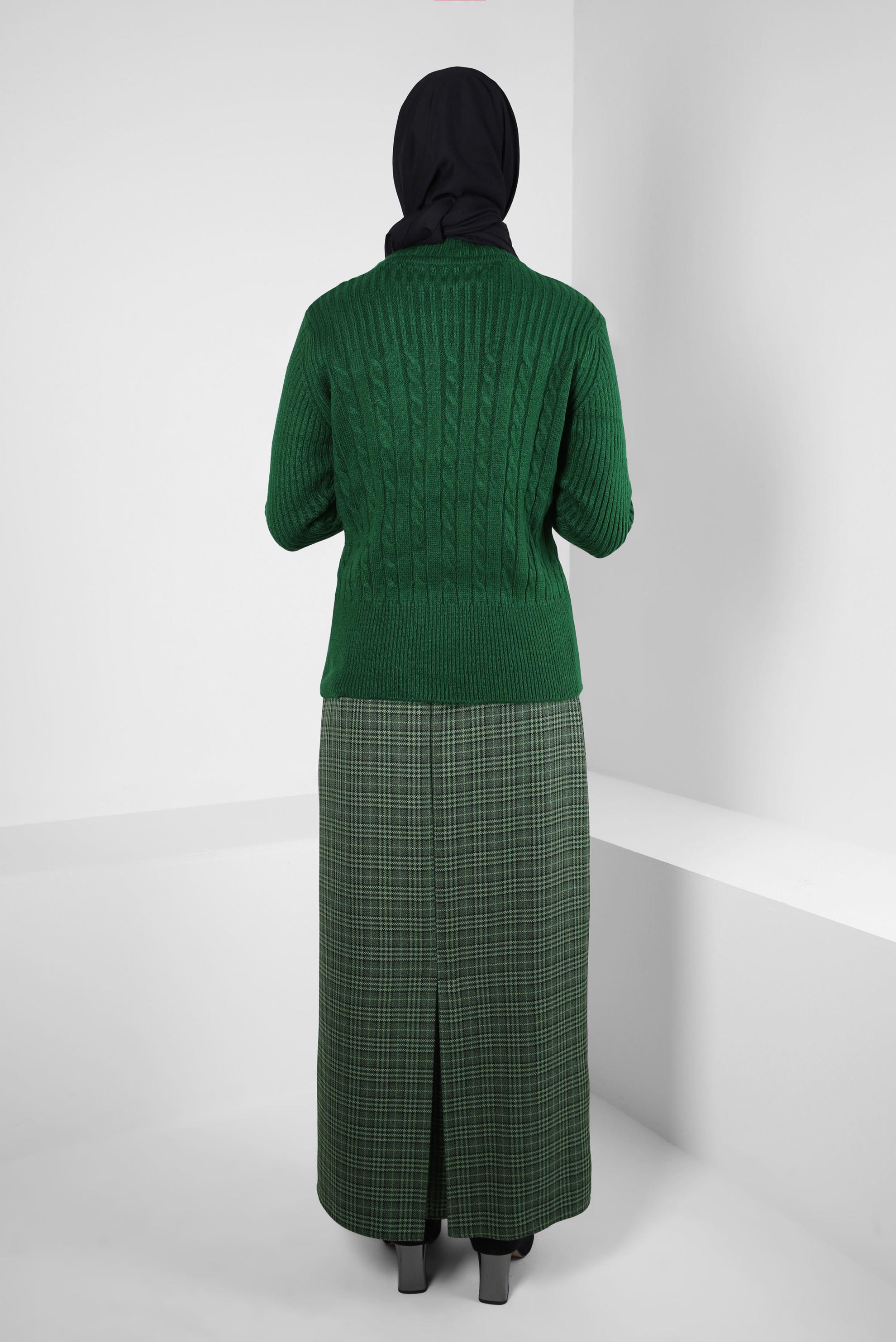 Vêtements hijab VERT PULL EN MAILLE À COL ROULÉ 44069