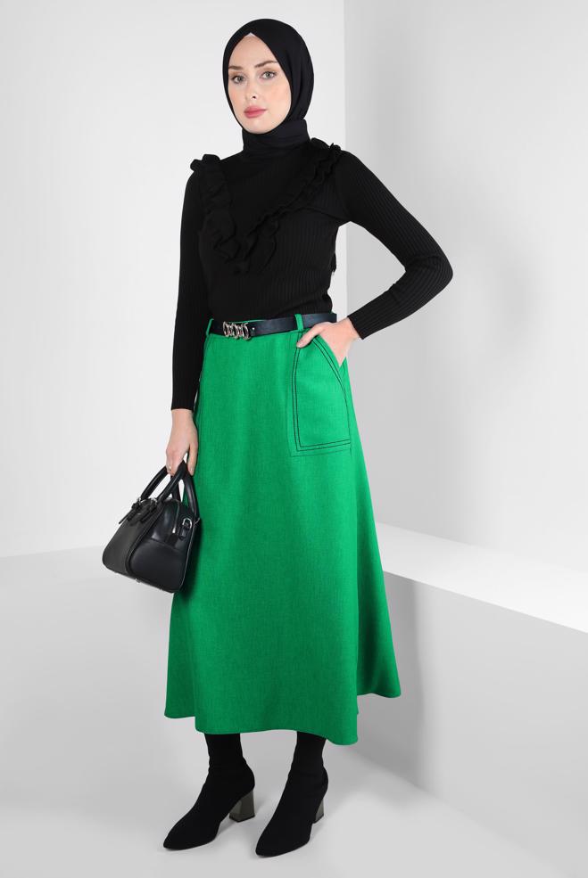 Vêtements hijab NOIR PULL DÉTAIL VOLANT 44070 - ALVİNA